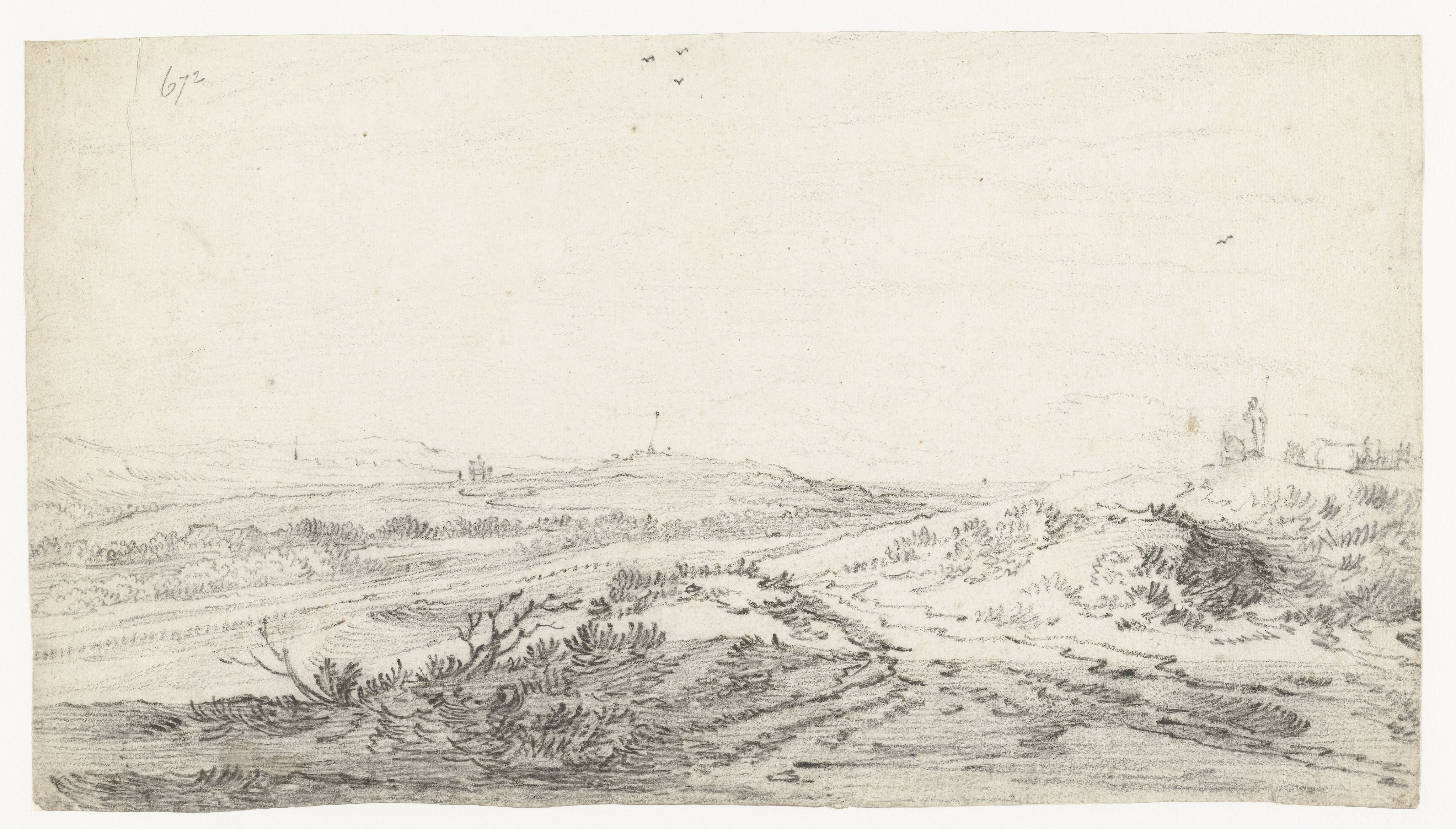 Duinlandschap met in de verte een zee