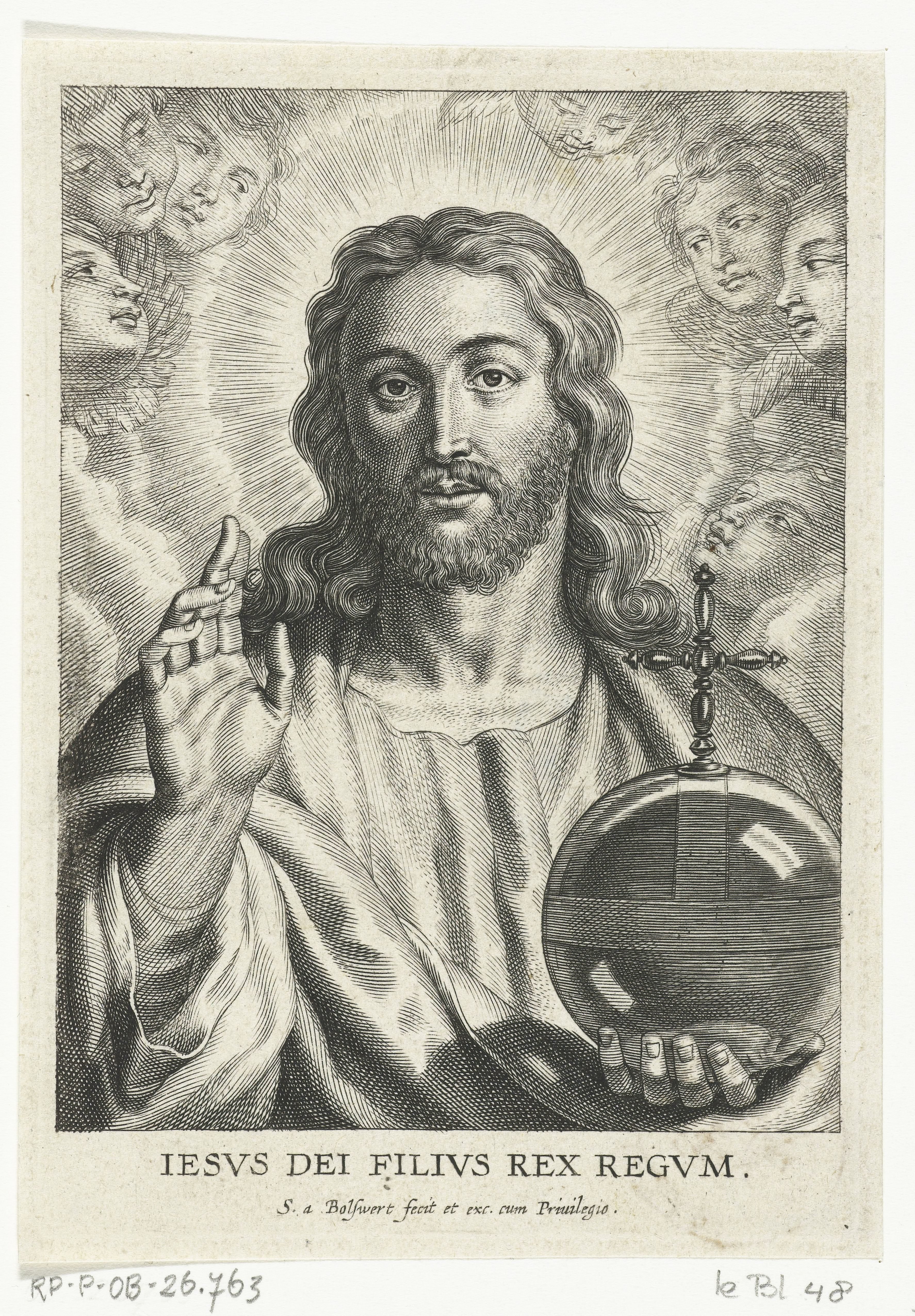 Christus als Salvator Mundi met cherubijnen