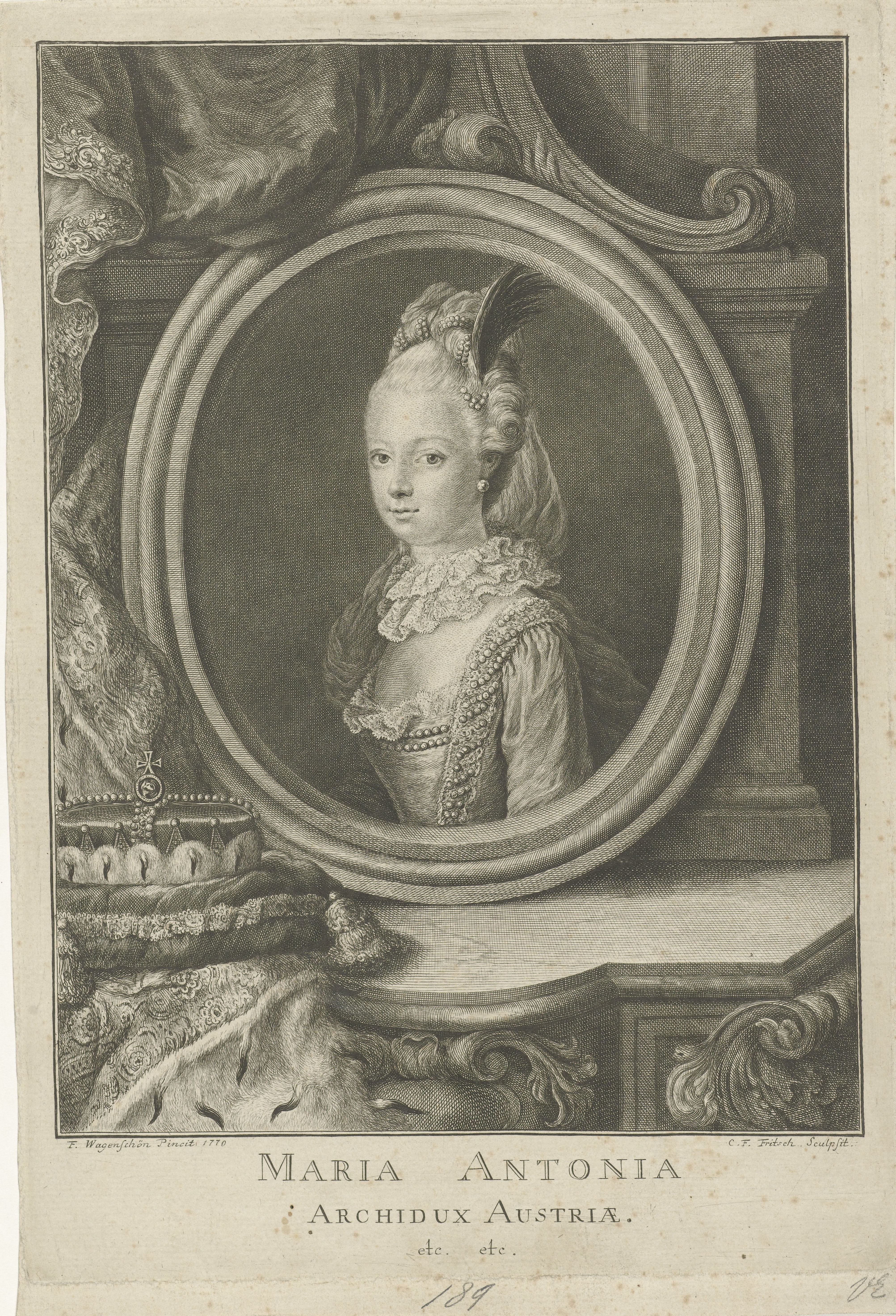 Portret van Marie-Antoinette, aartshertogin van Oostenrijk