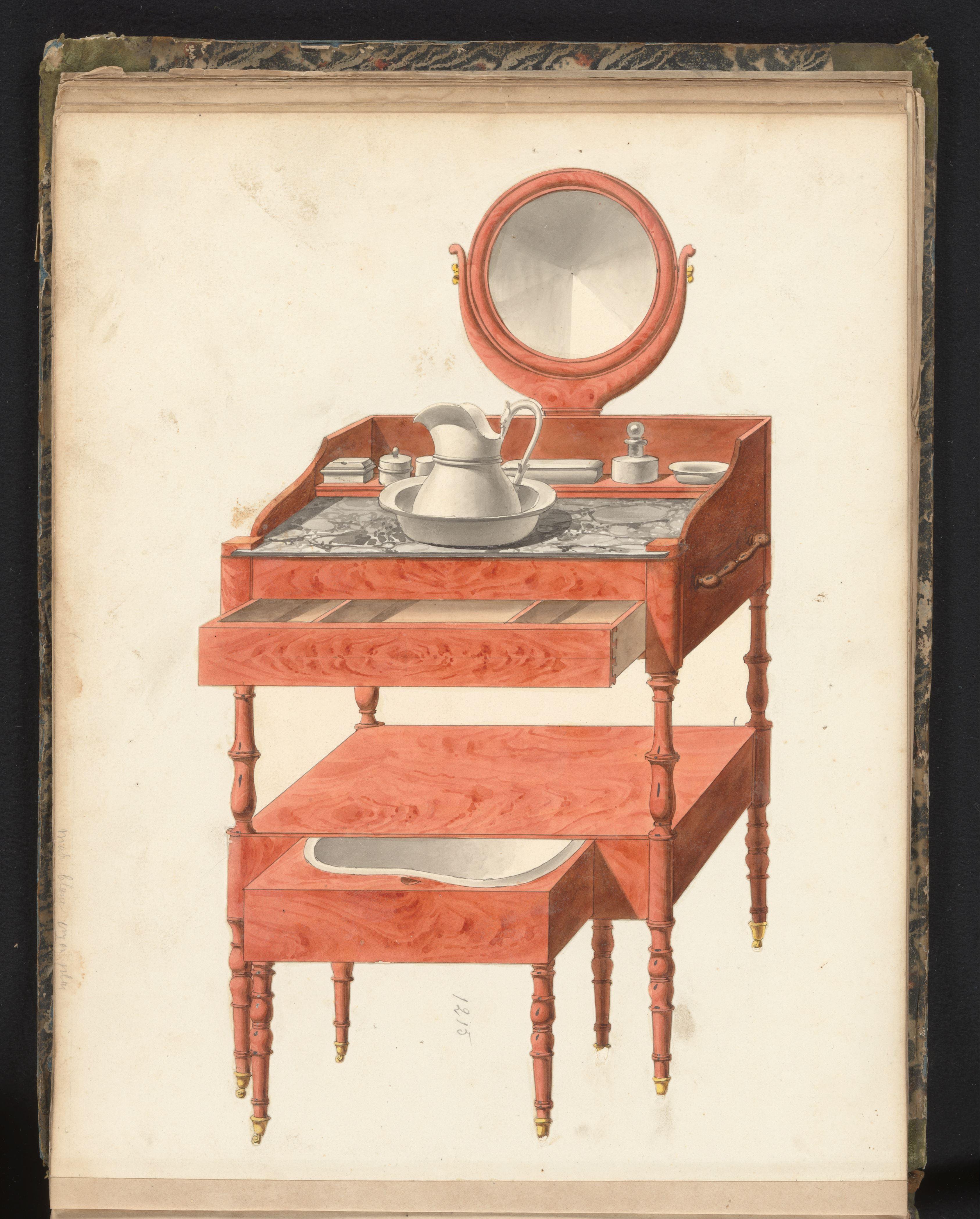 Ontwerp voor een toilettafel met ingebouwde bidet