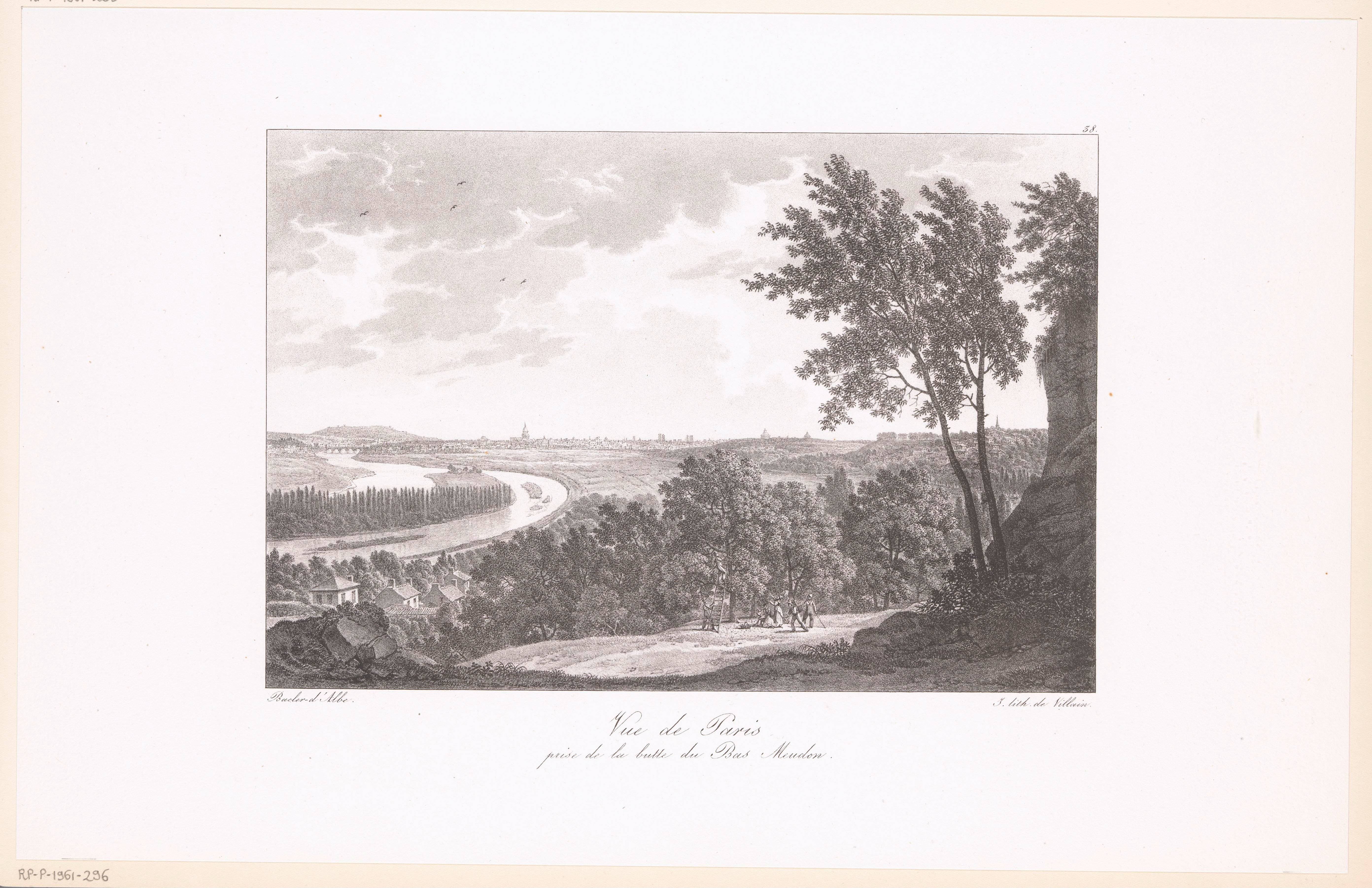 Zicht op de Seine en Parijs vanaf de heuvel van Bas-Meudon