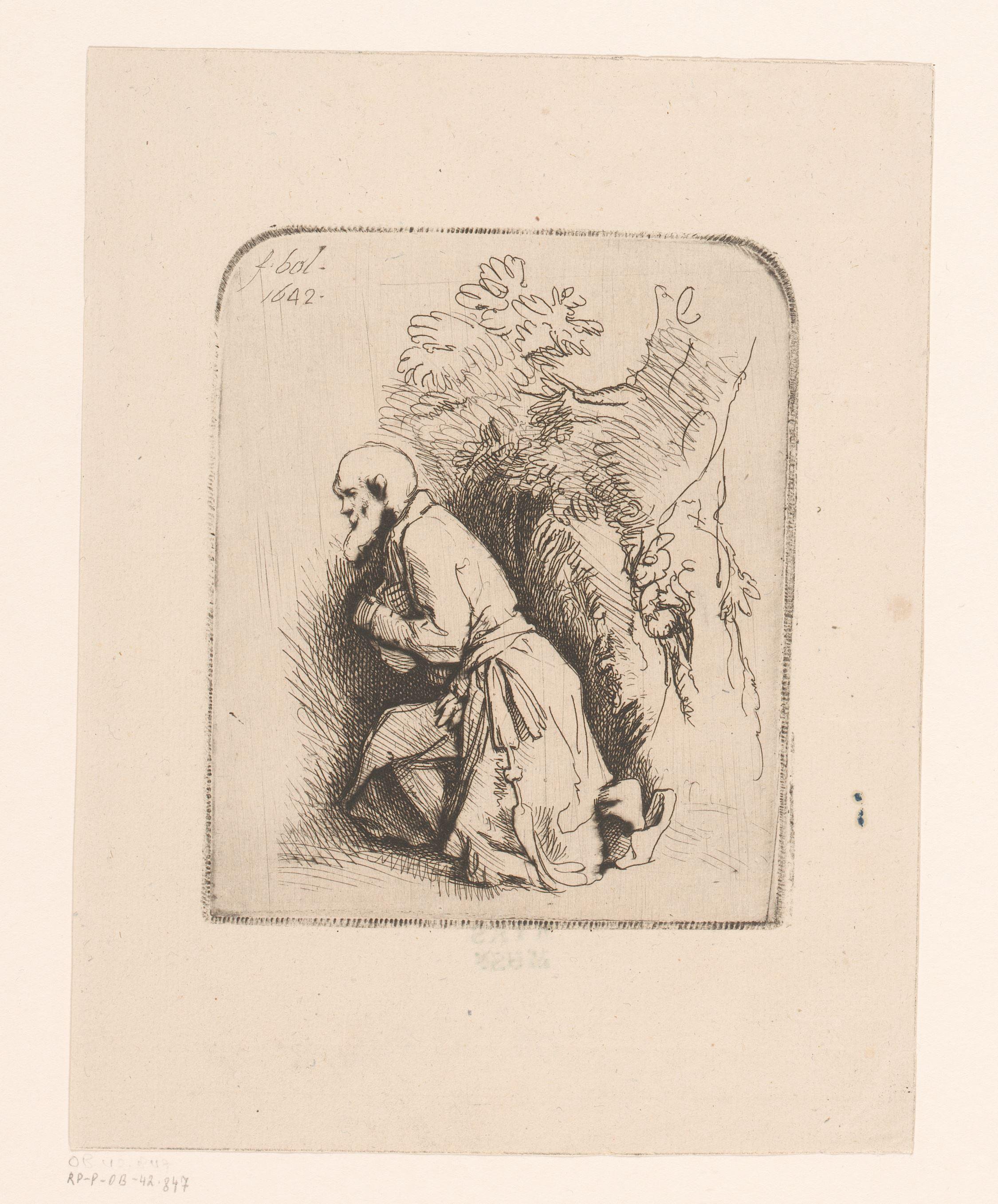 Geknielde oude man