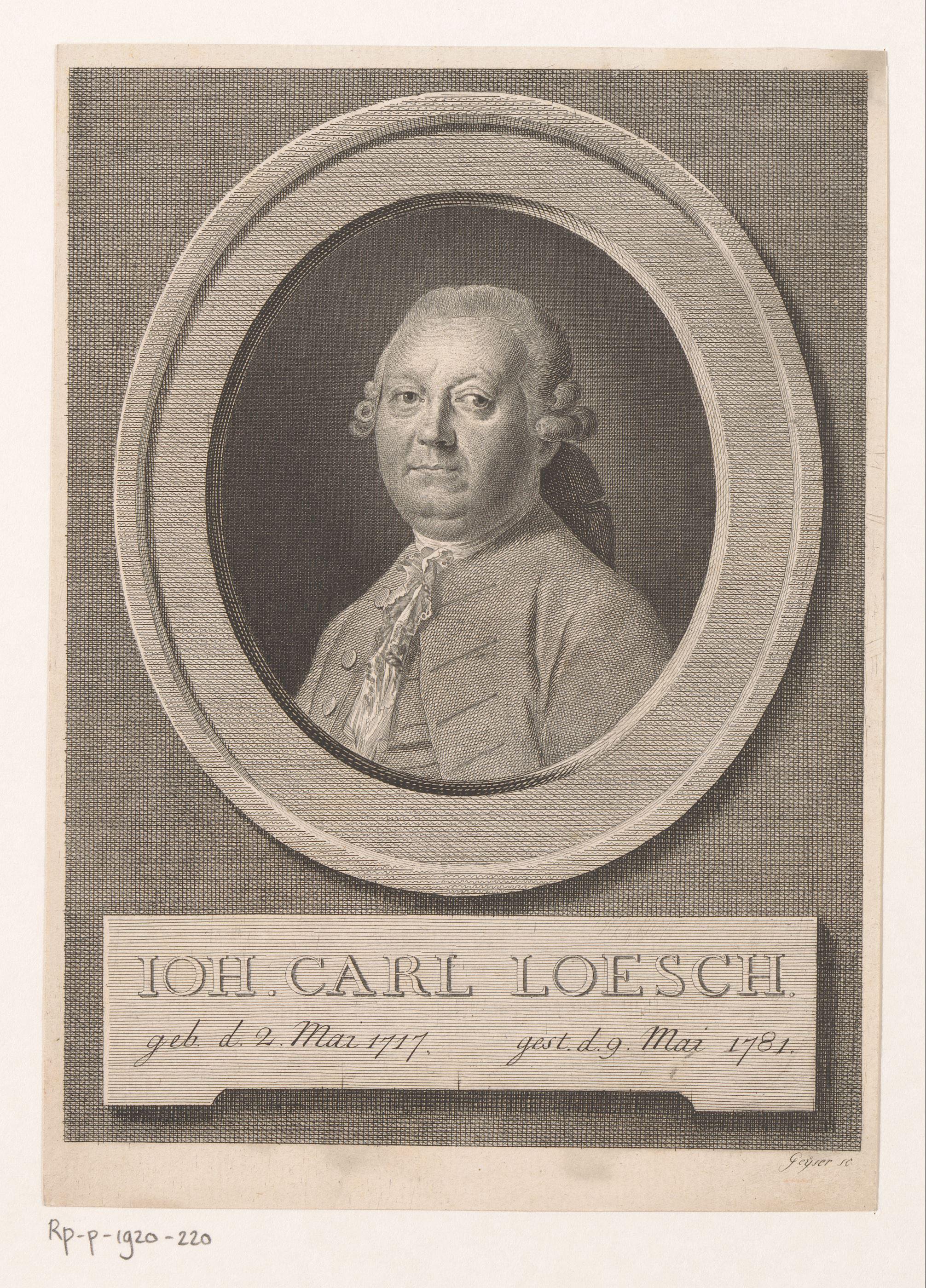 Portret van Johann Carl Loesch
