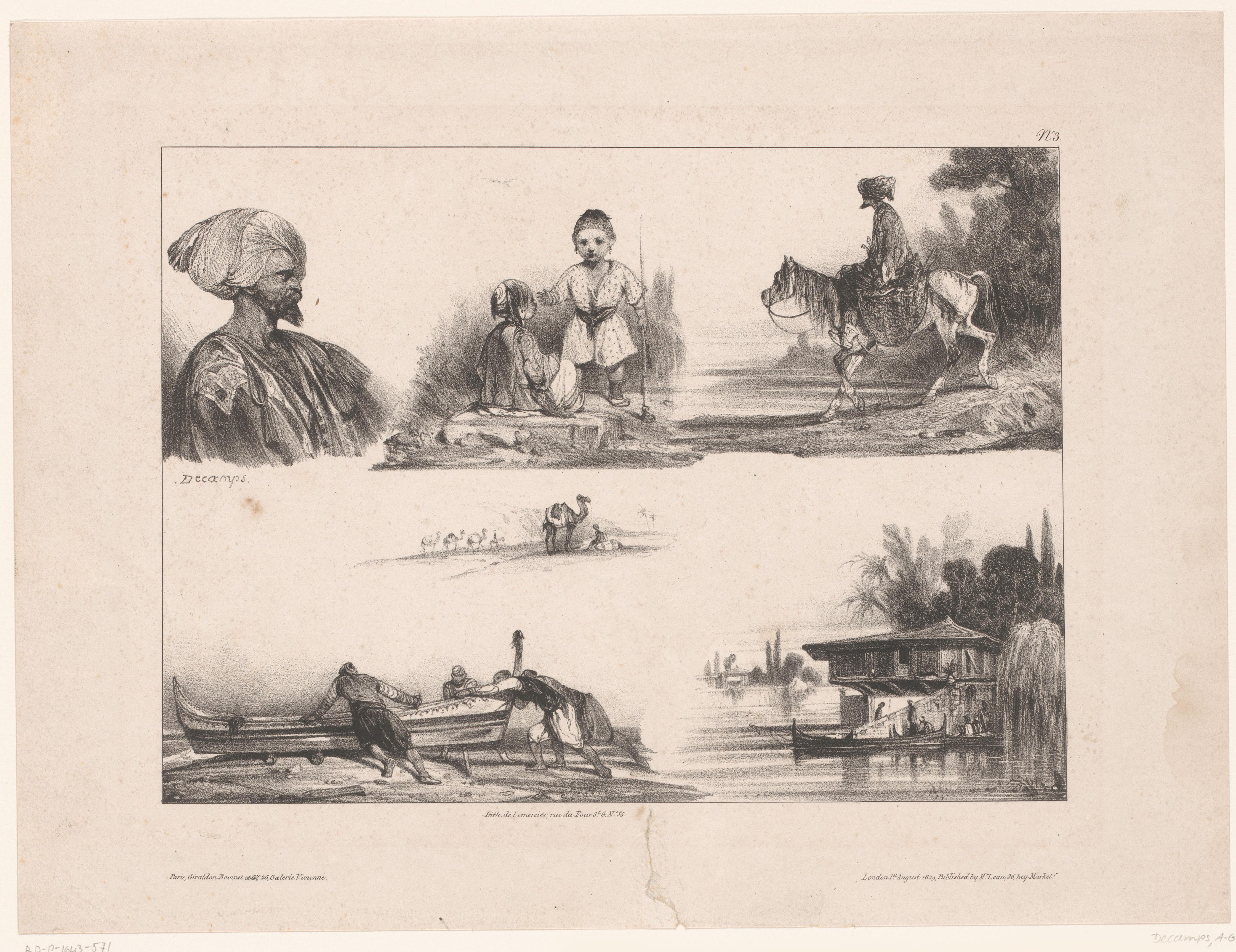 Zes voorstellingen van oosterse figuren