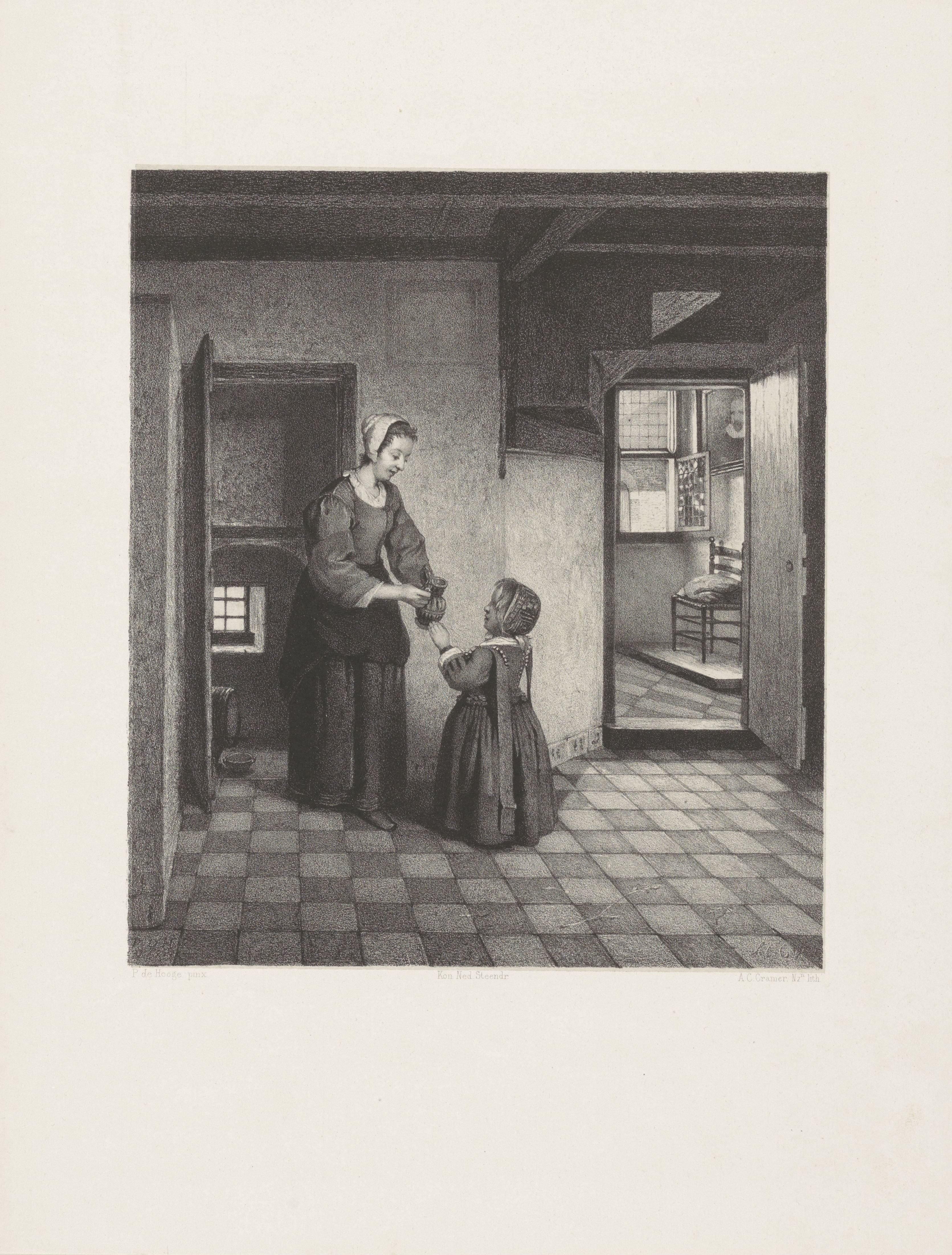Vrouw met een kind in een kelderkamer