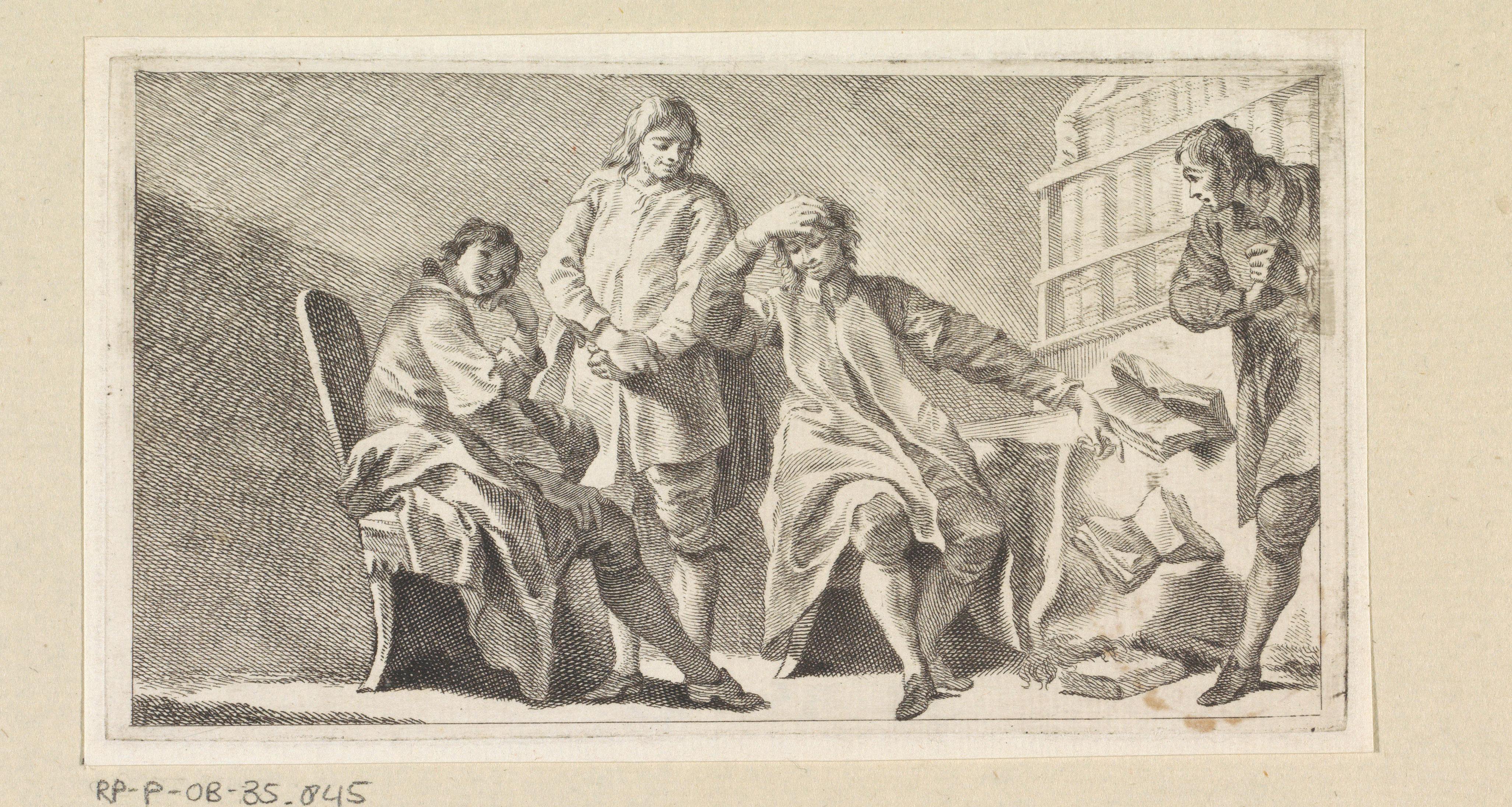 Vier mannen in een studeerkamer
