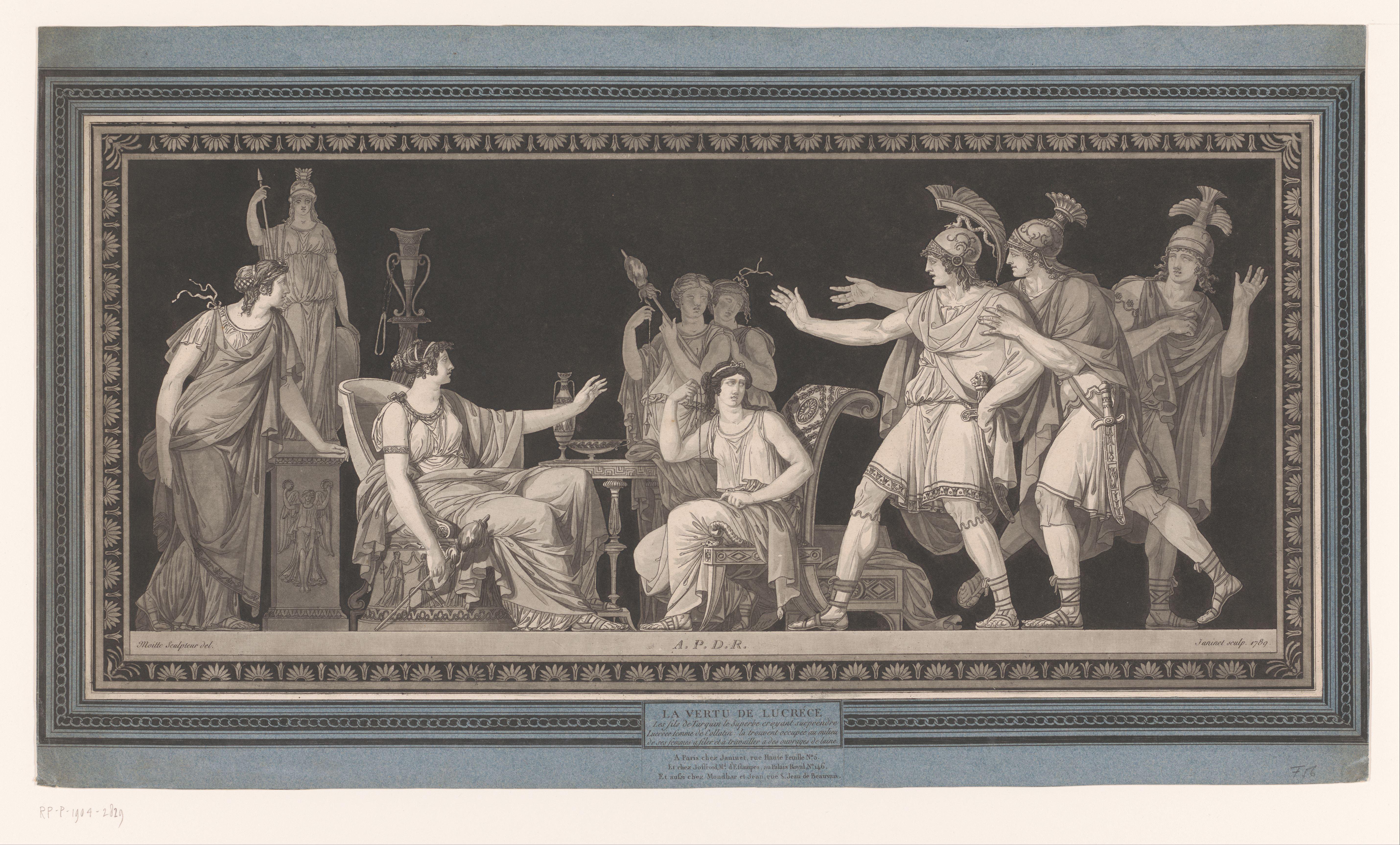 Tarquinius en zijn spinnende vrouw Lucretia