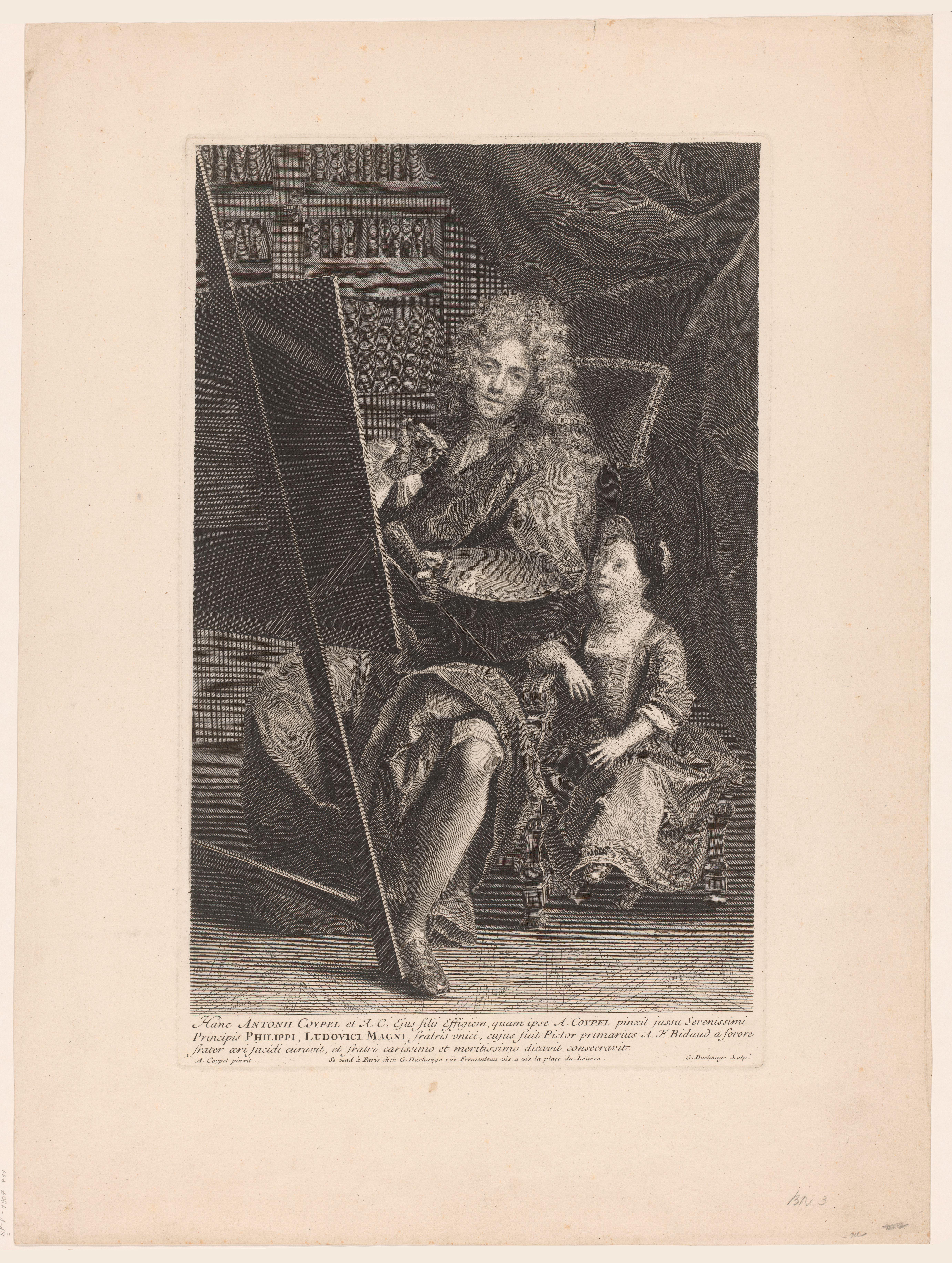 Antoine Coypel met zoon aan schildersezel