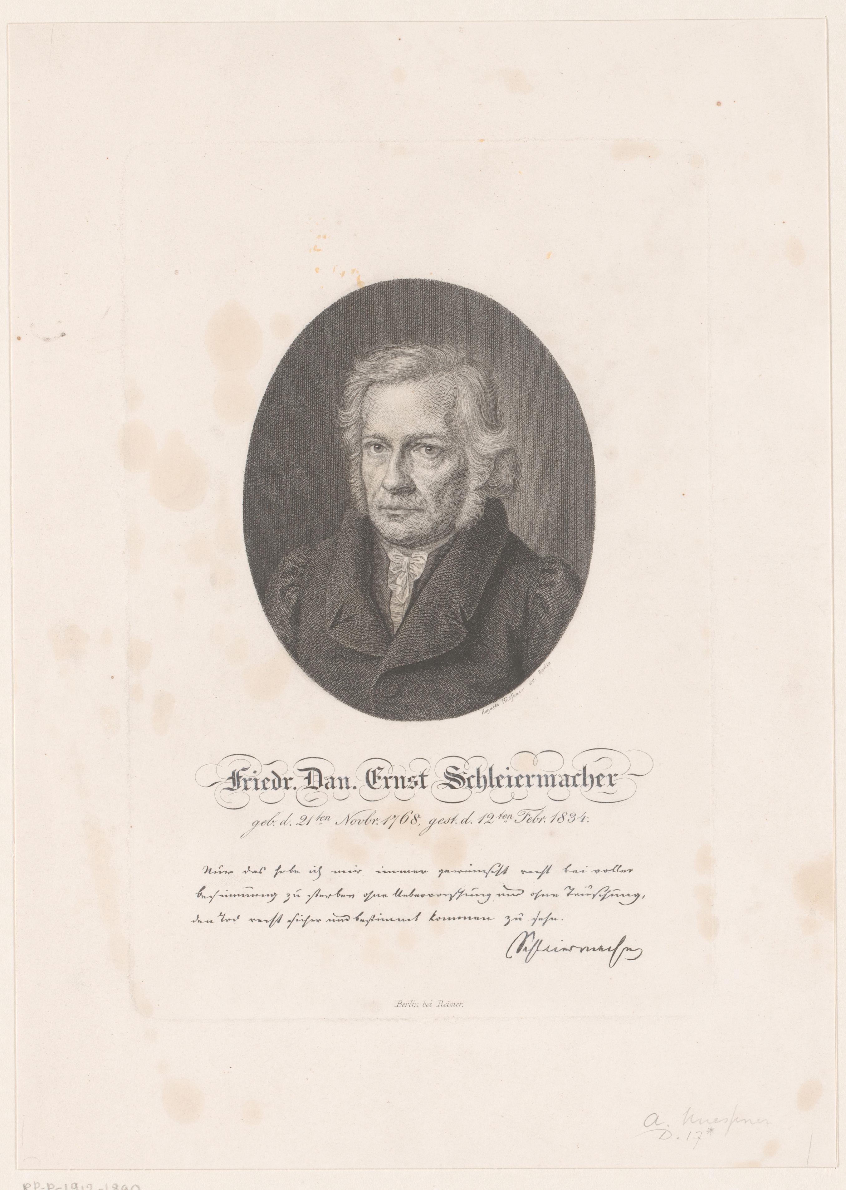 Portret van Friedrich Schleiermacher