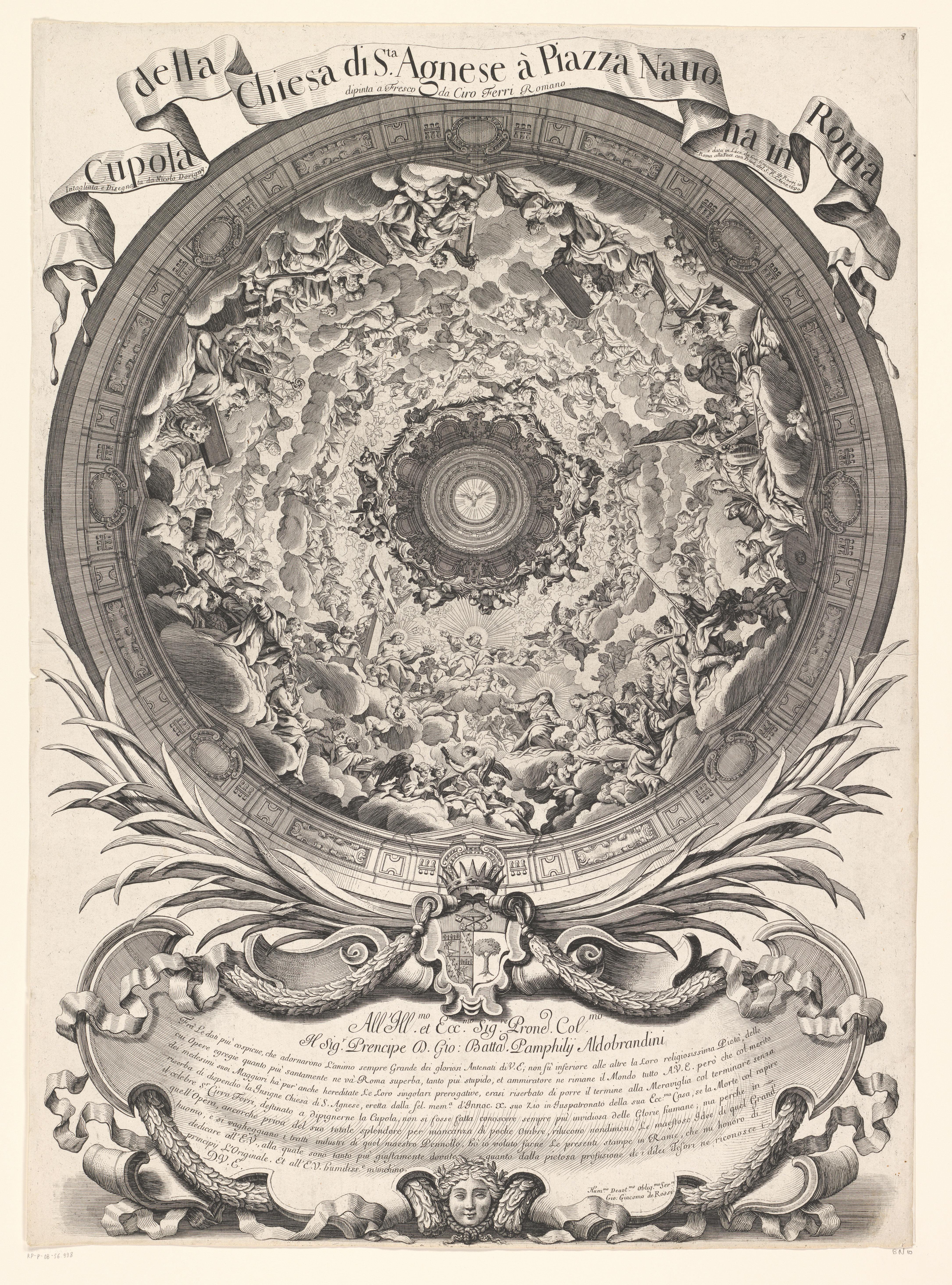 Titelprent met decoratie van het koepelgewelf van Sta. Agnese in Rome