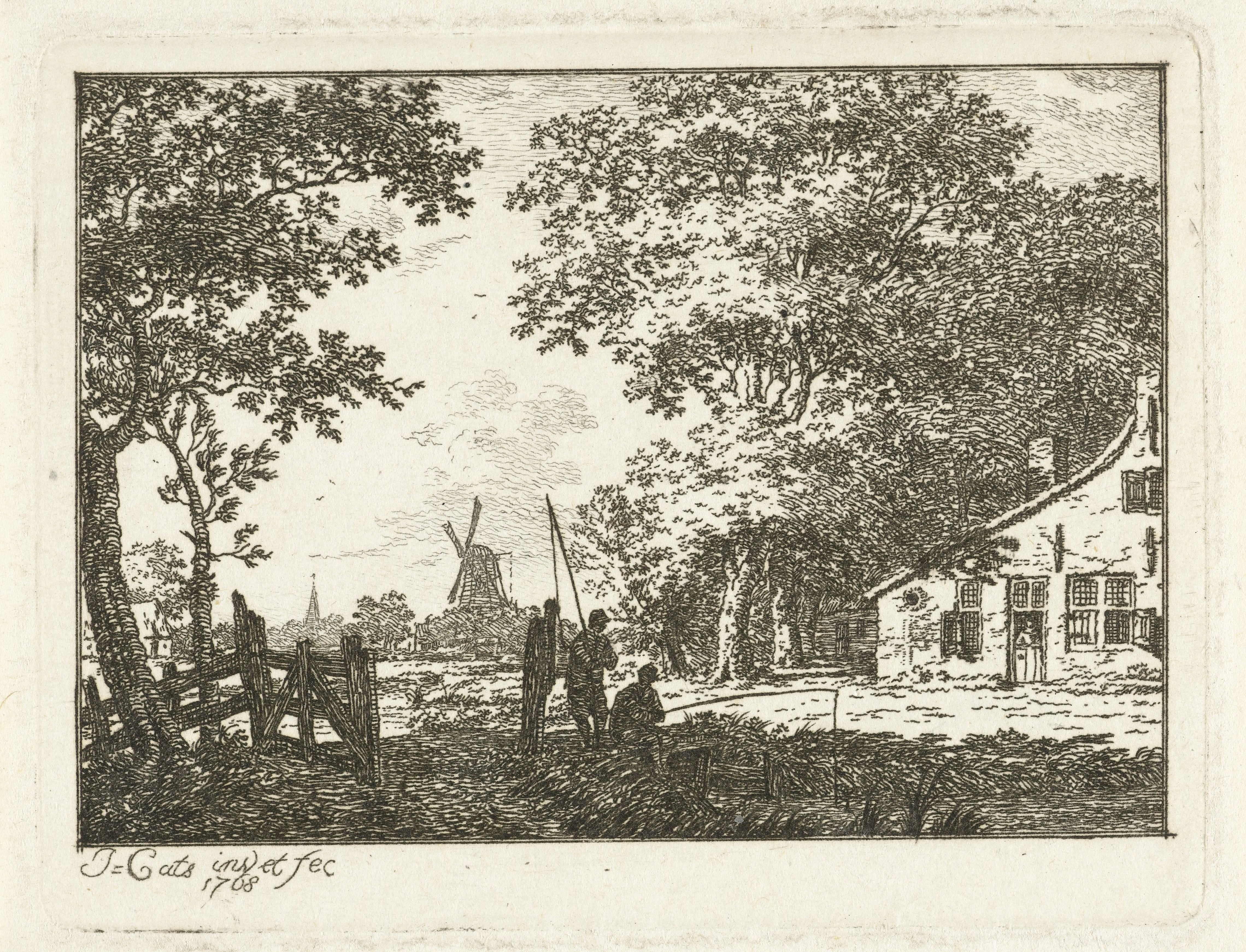 Landschap met hengelaar