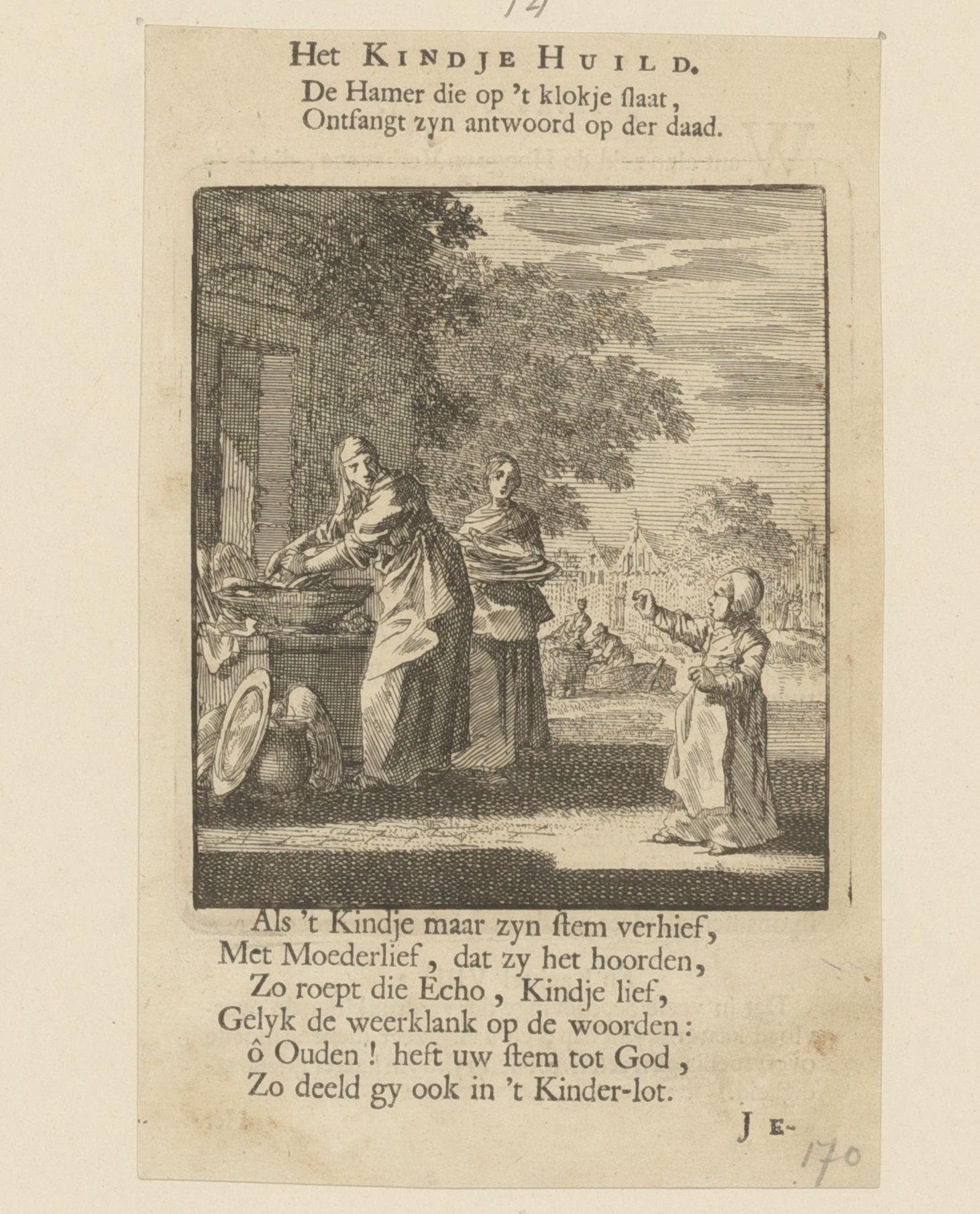 Kind roept haar moeder die bezig is met het wassen van vaatwerk