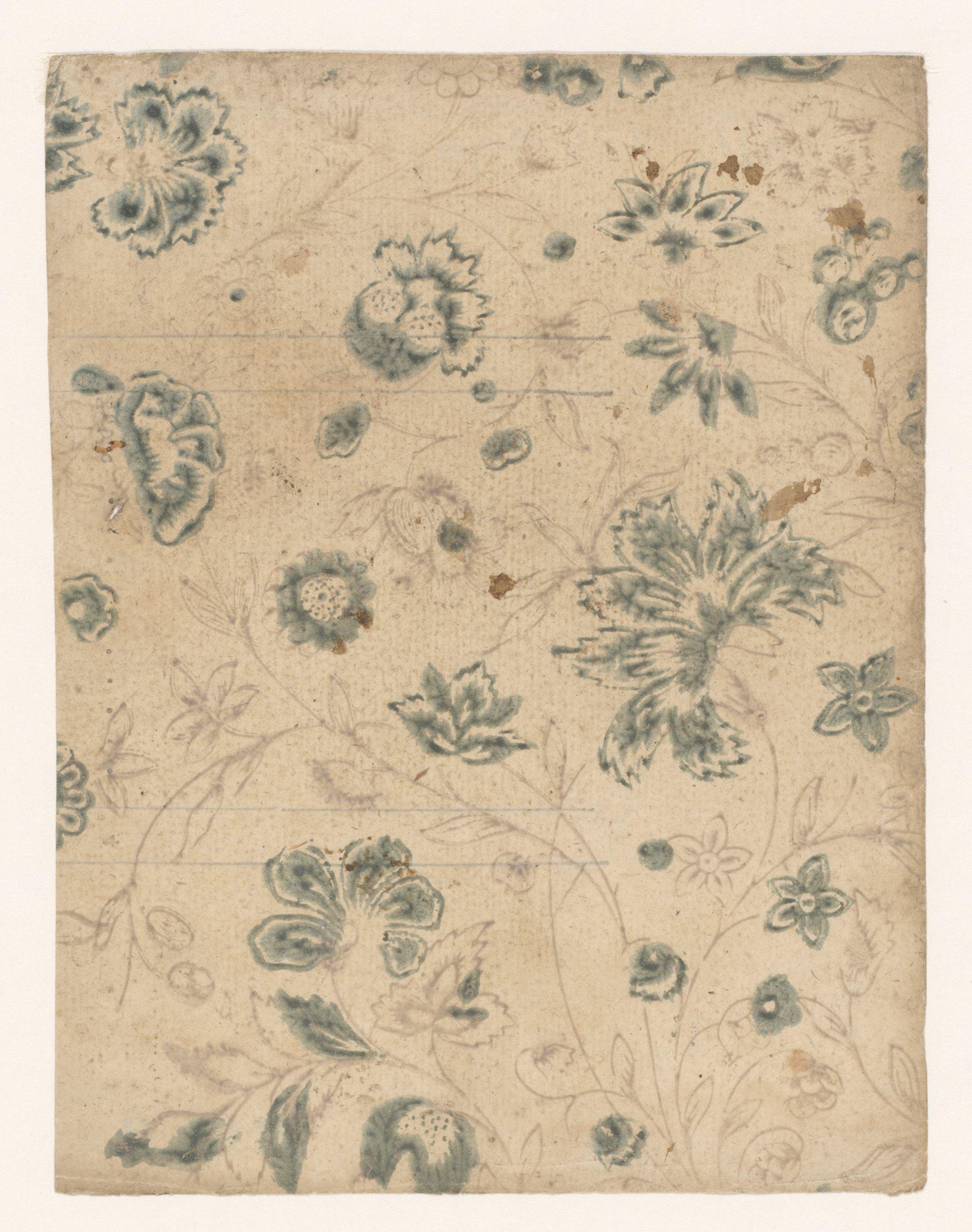 Blad met ranken met bloemen