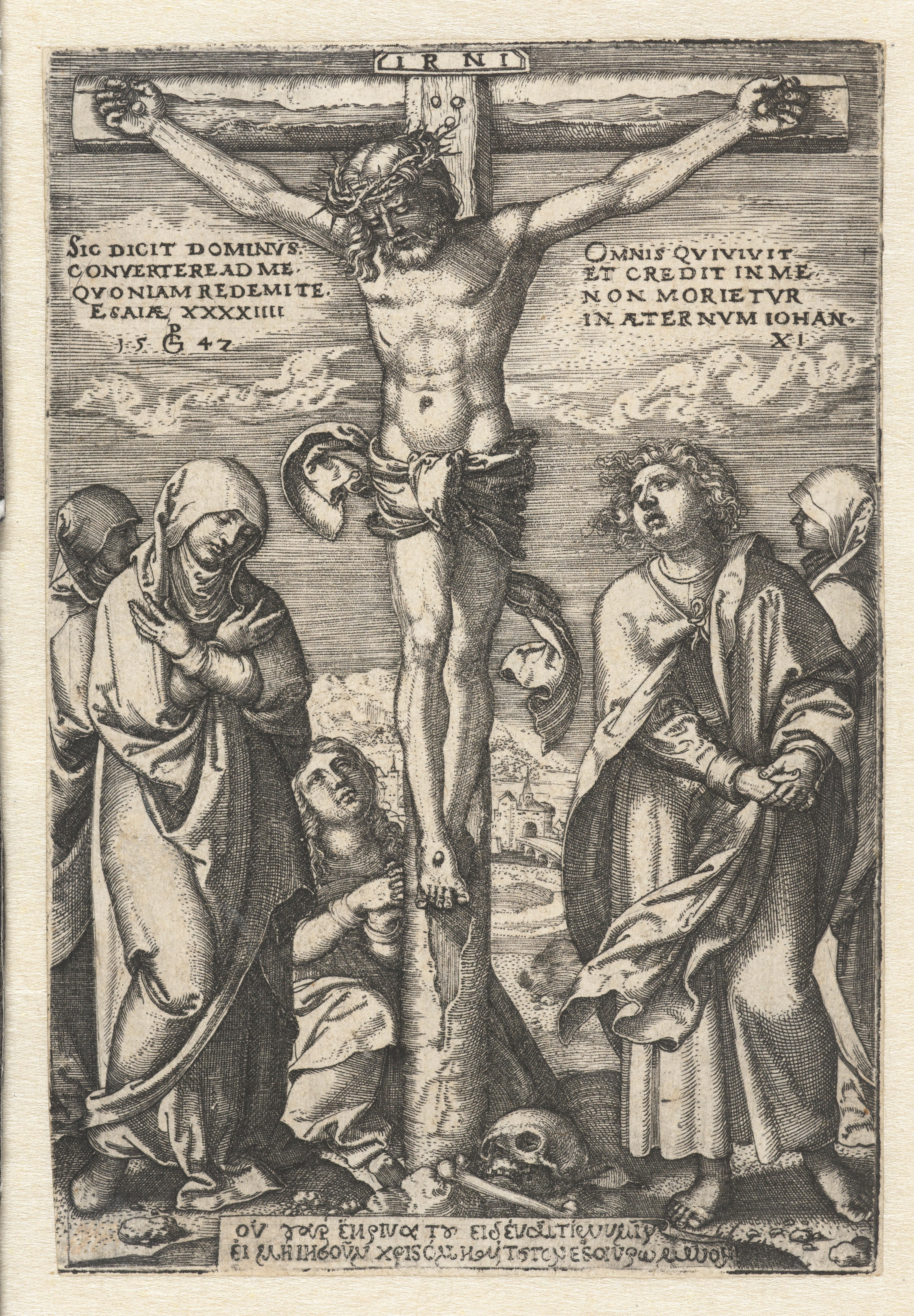 Christus aan het kruis en Maria en Johannes