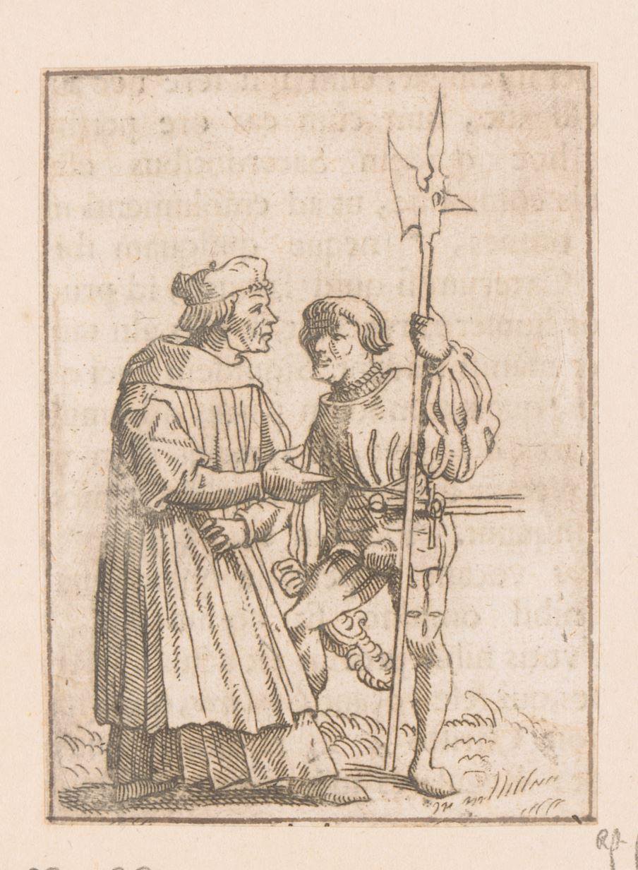 Priester in gesprek met een soldaat