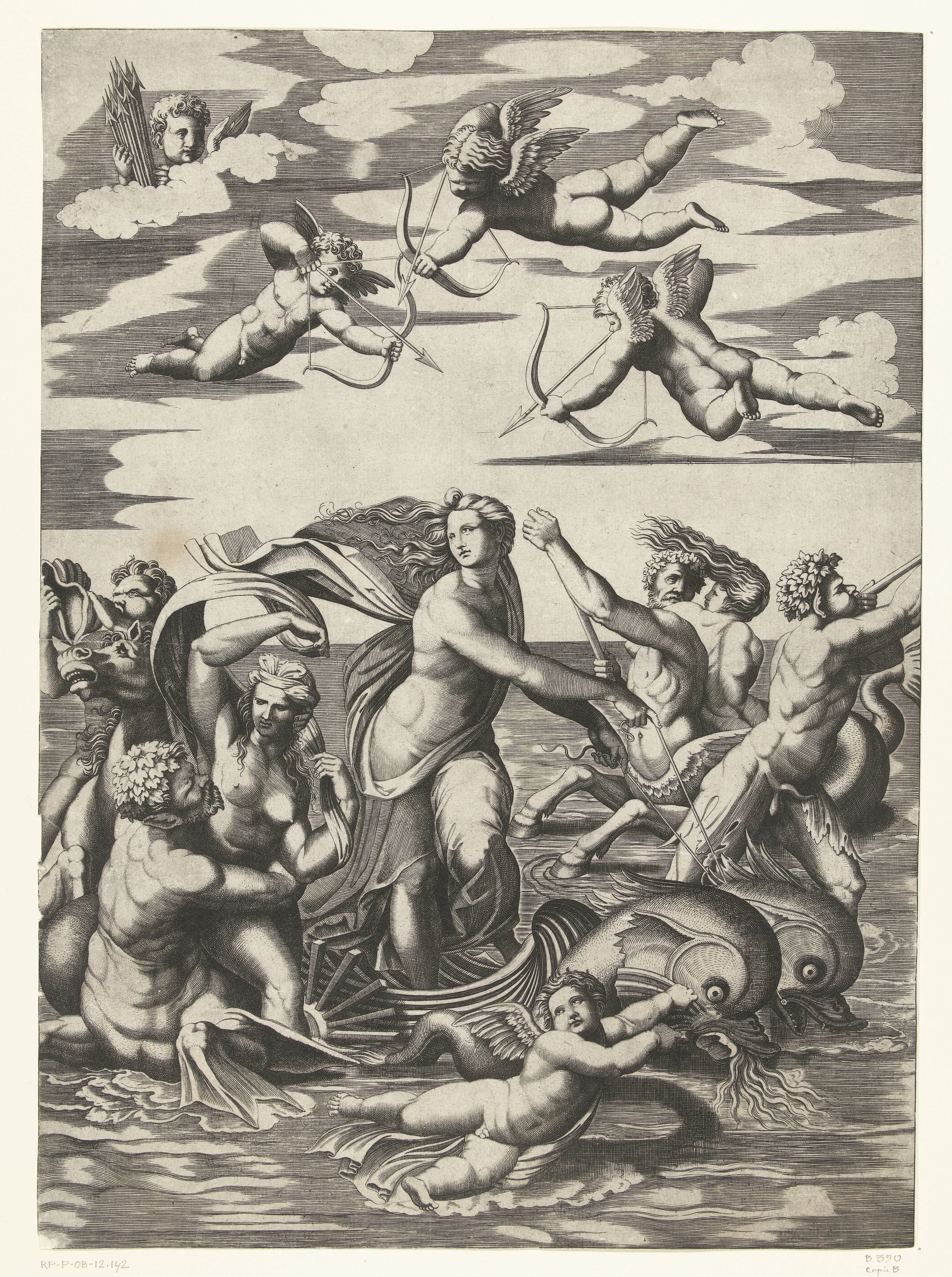 Triomf van Galatea met tritons en nereïden en putti
