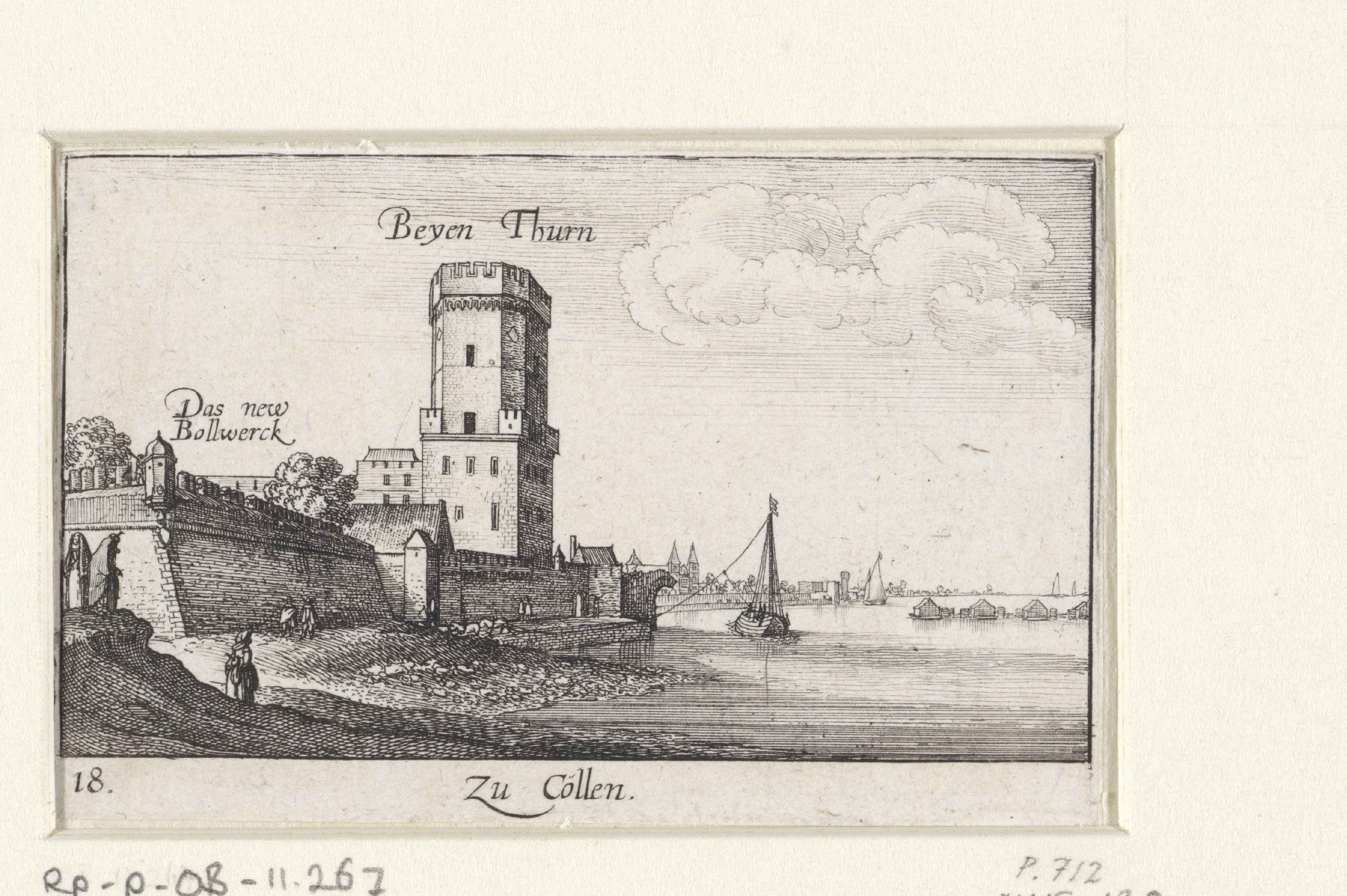 Gezicht op stadsmuren van Keulen