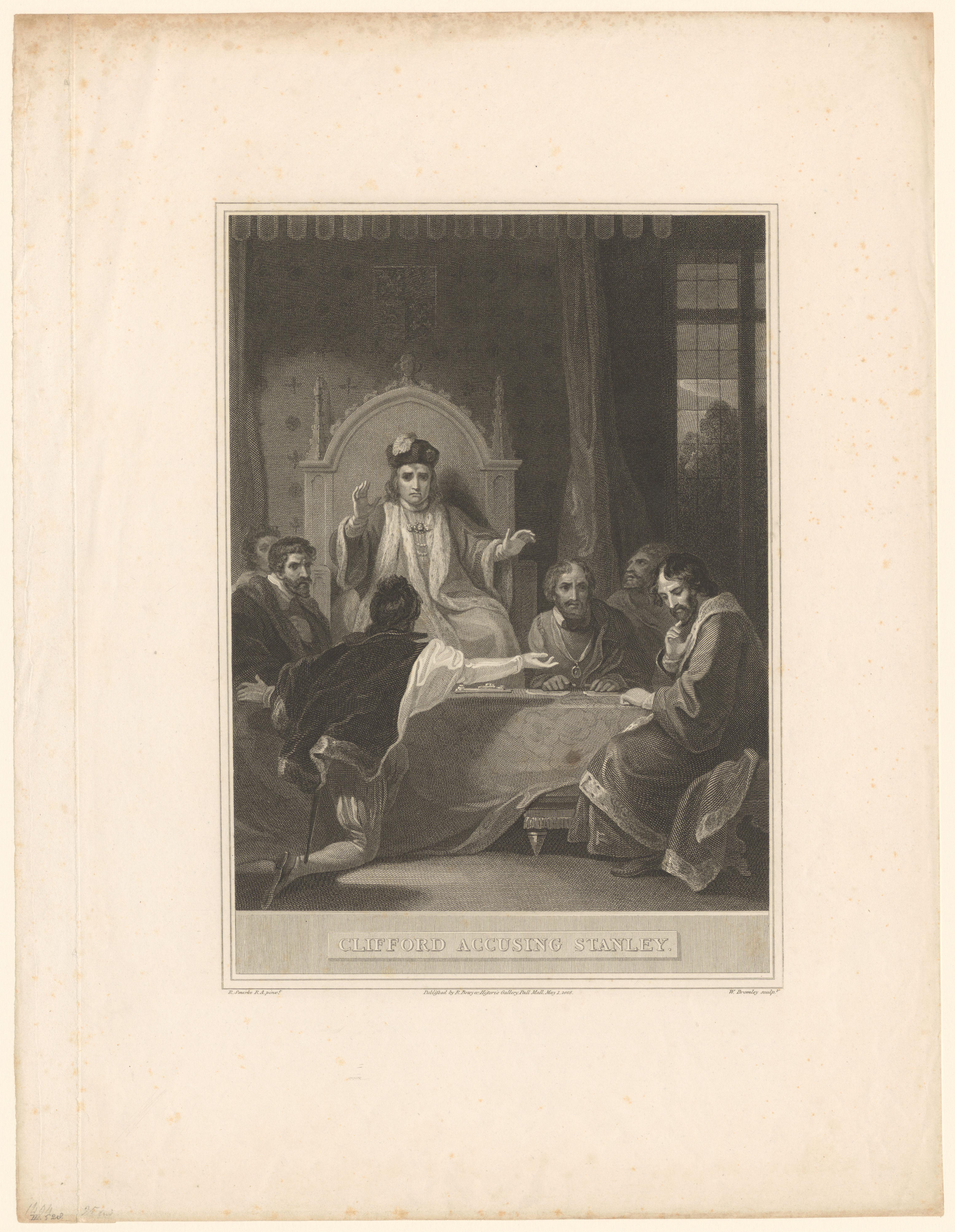 Robert Clifford beschuldigt William Stanley tegenover koning Hendrik VII van het erkennen van Perkin Warbeck als Engelse koning