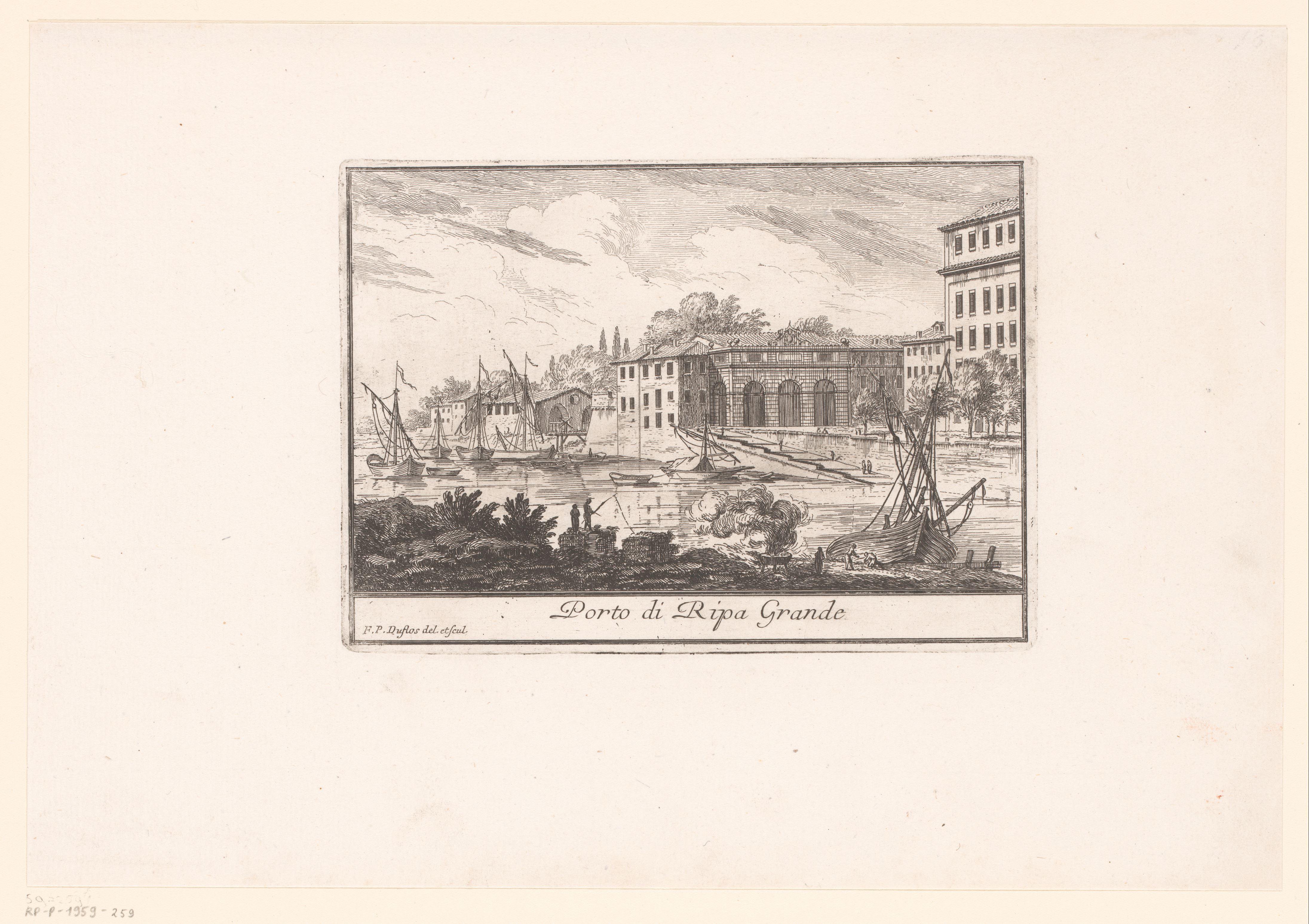 Zicht op de haven van Ripa Grande in Rome