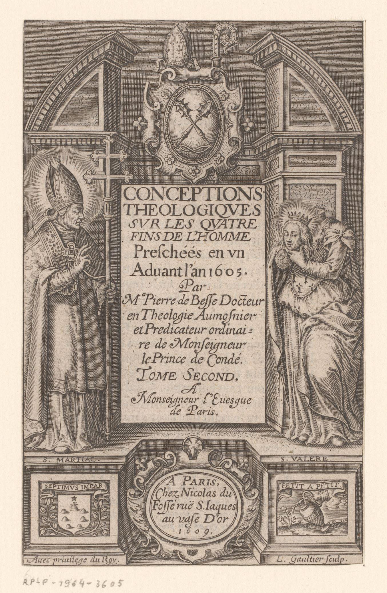 H. Martial van Limoges en H. Valeria van Limoges met het wapenschild van aartsbisschop Henri de God