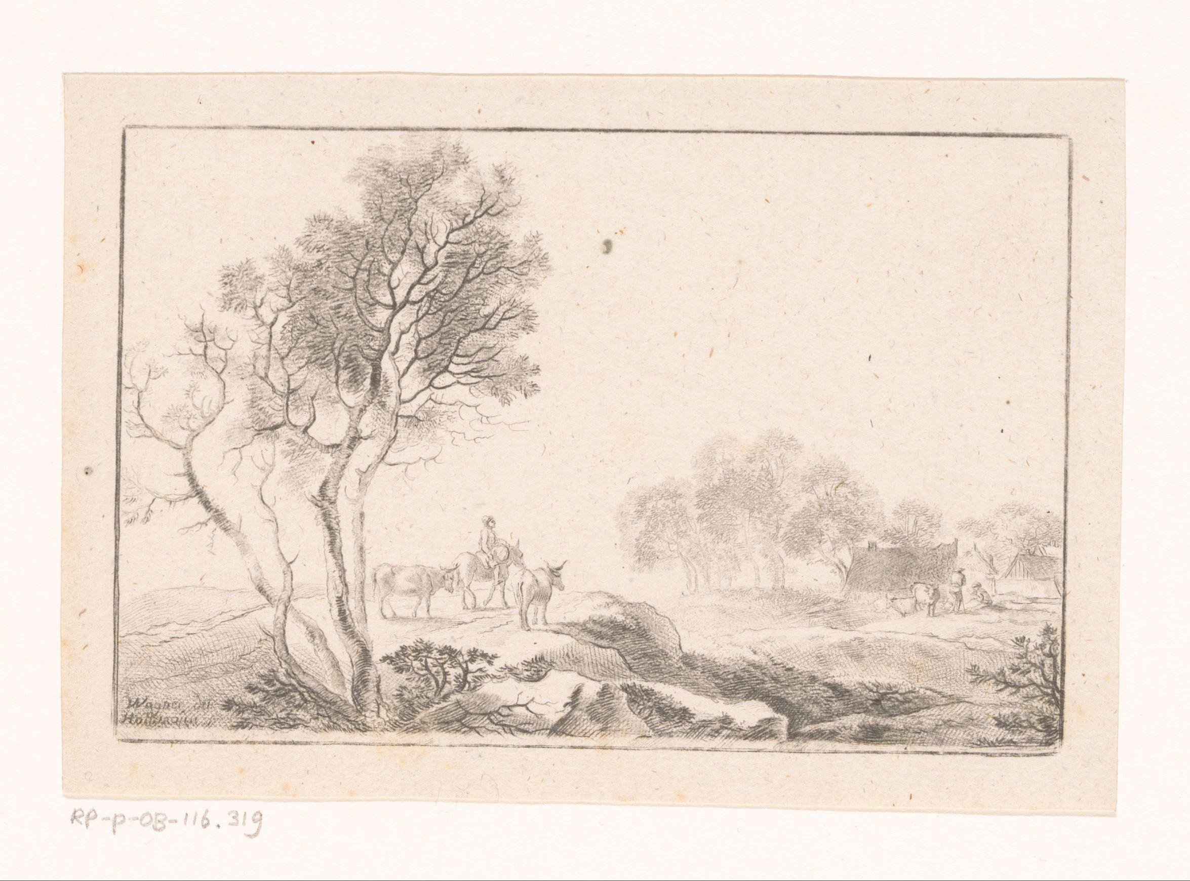 Landschap met een herder te paard