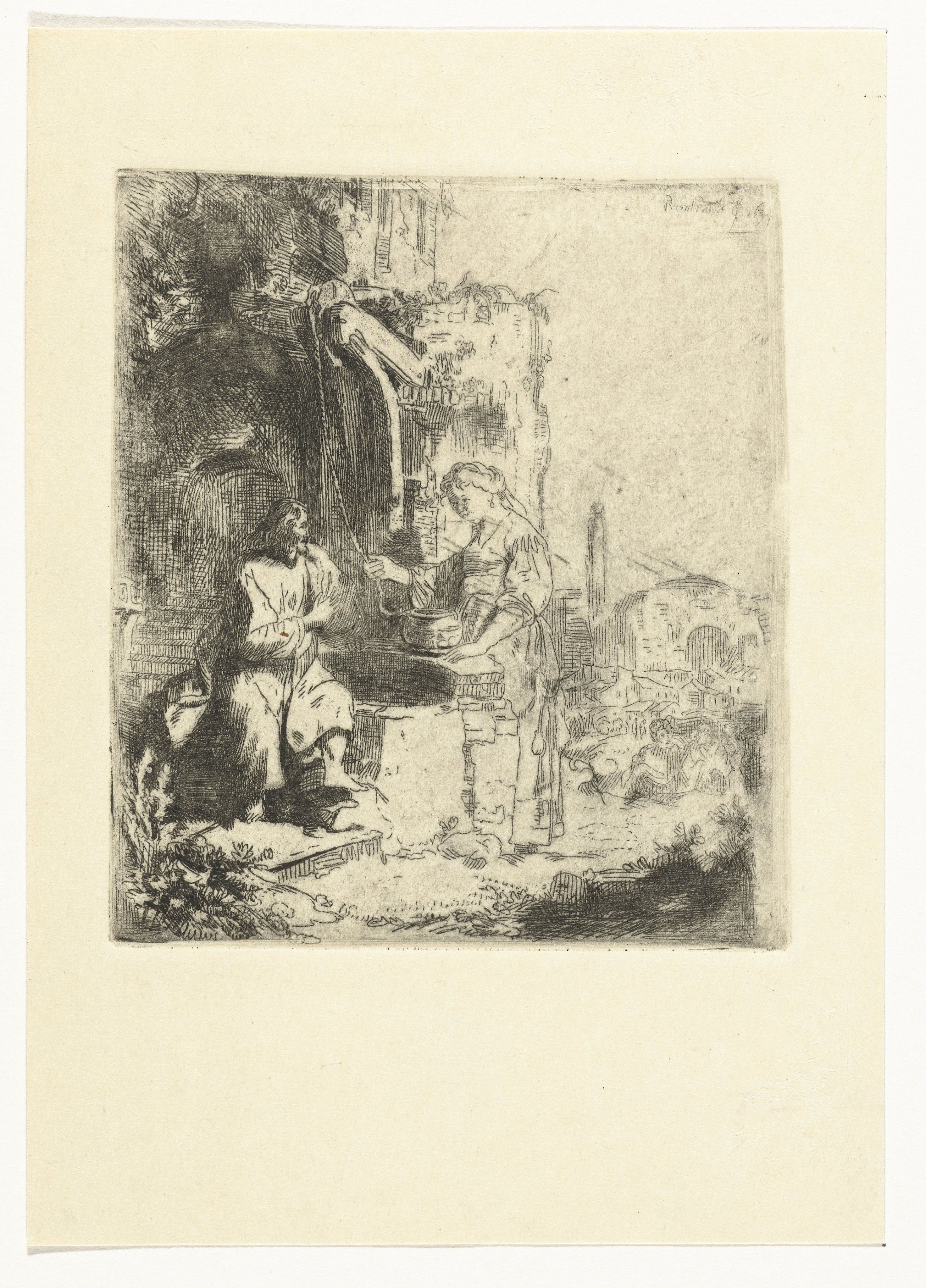 Christ and the woman of Samaria among ruins