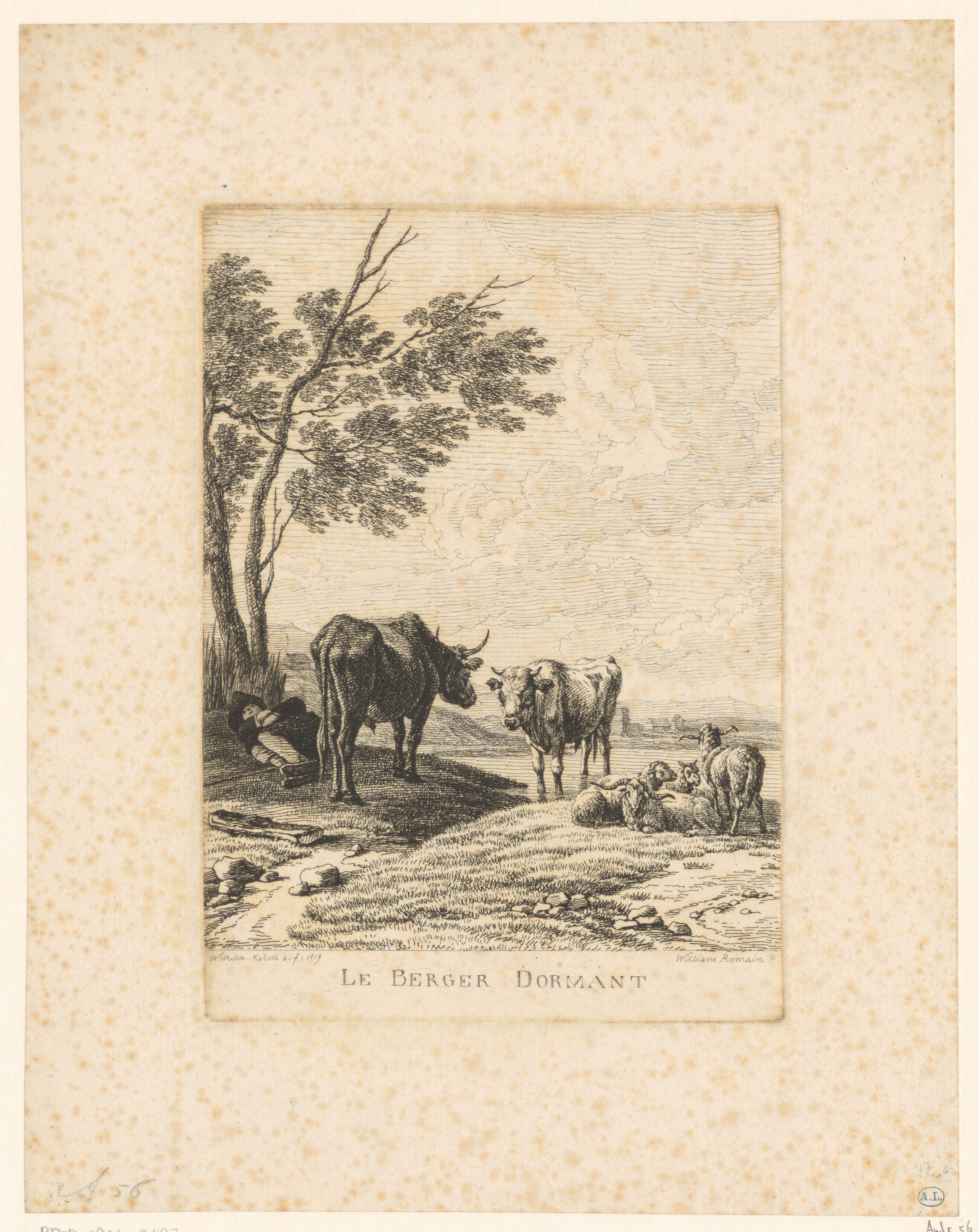 Landschap met slapende herder