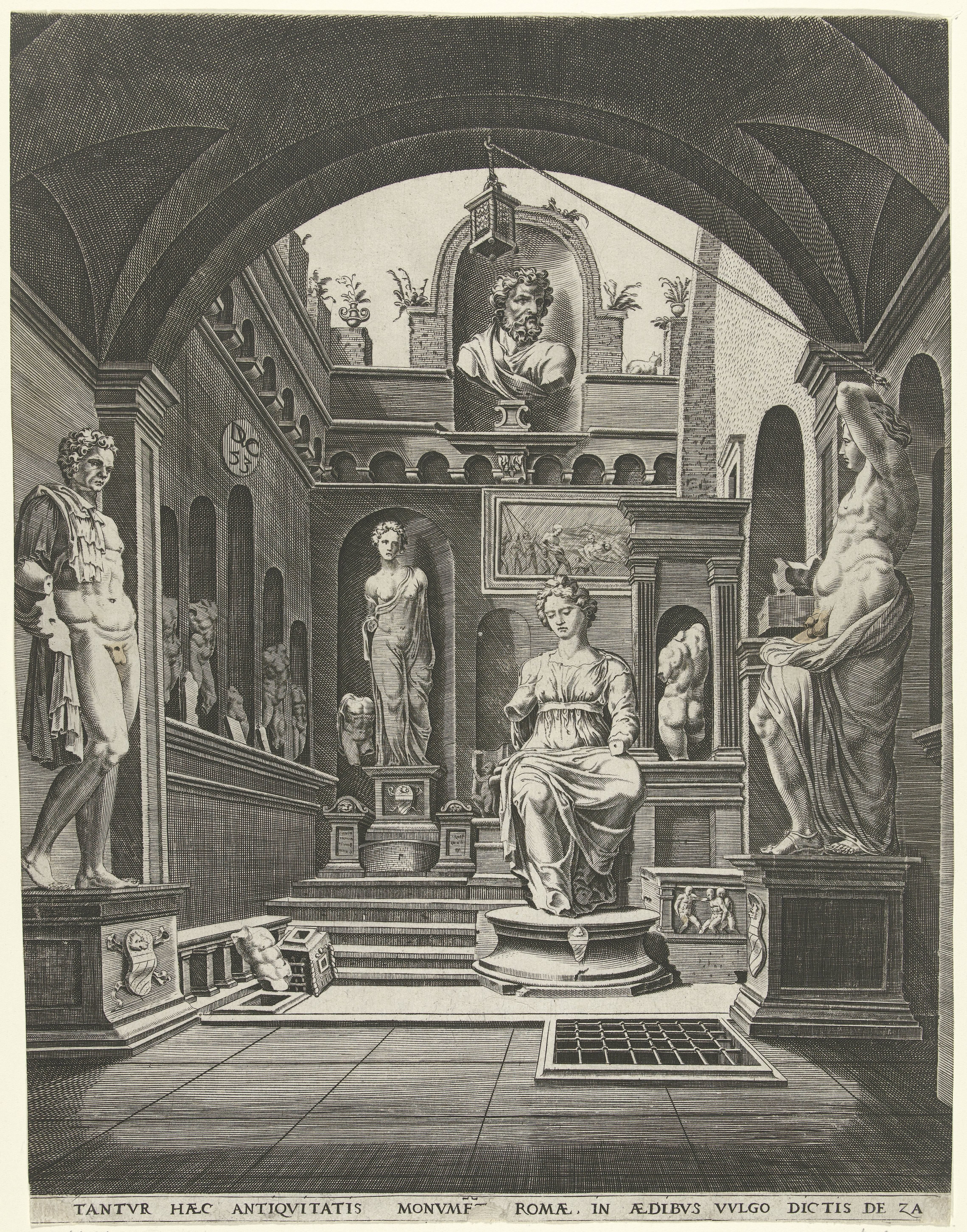 Beeldenbinnenplaats in de Casa Sassi te Rome