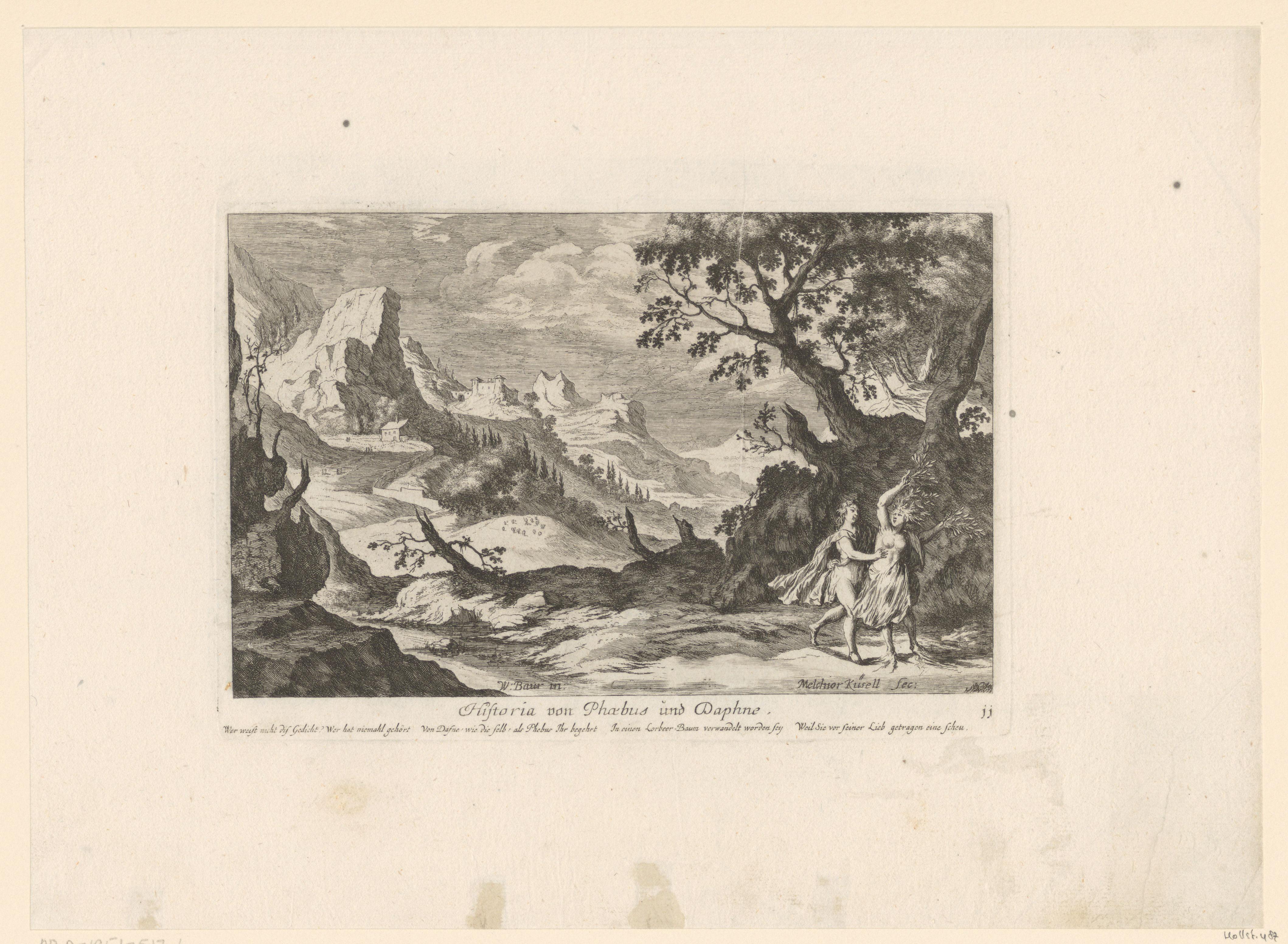 Rotsachtig landschap met Daphne en Peneus