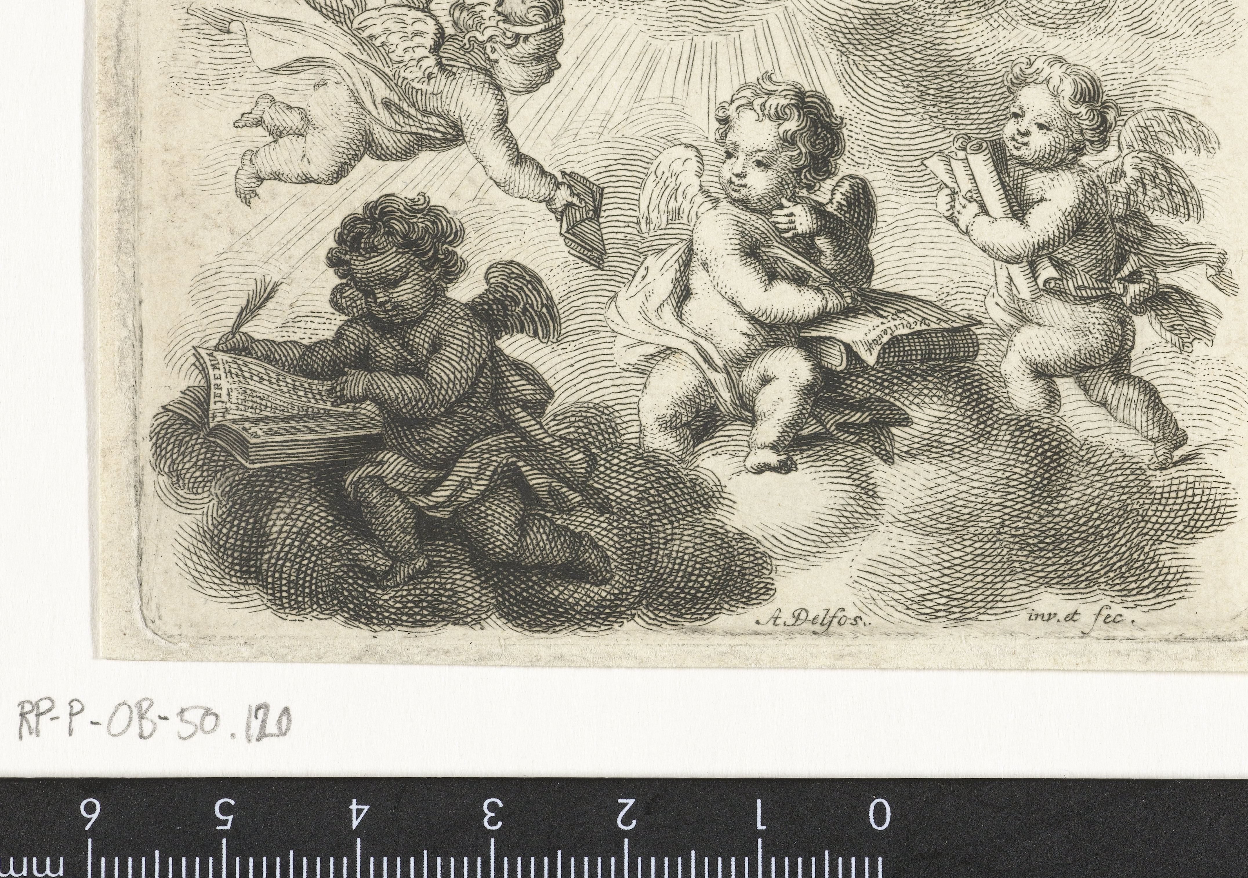 Allegorie op kunsten en wetenschappen met vier putti