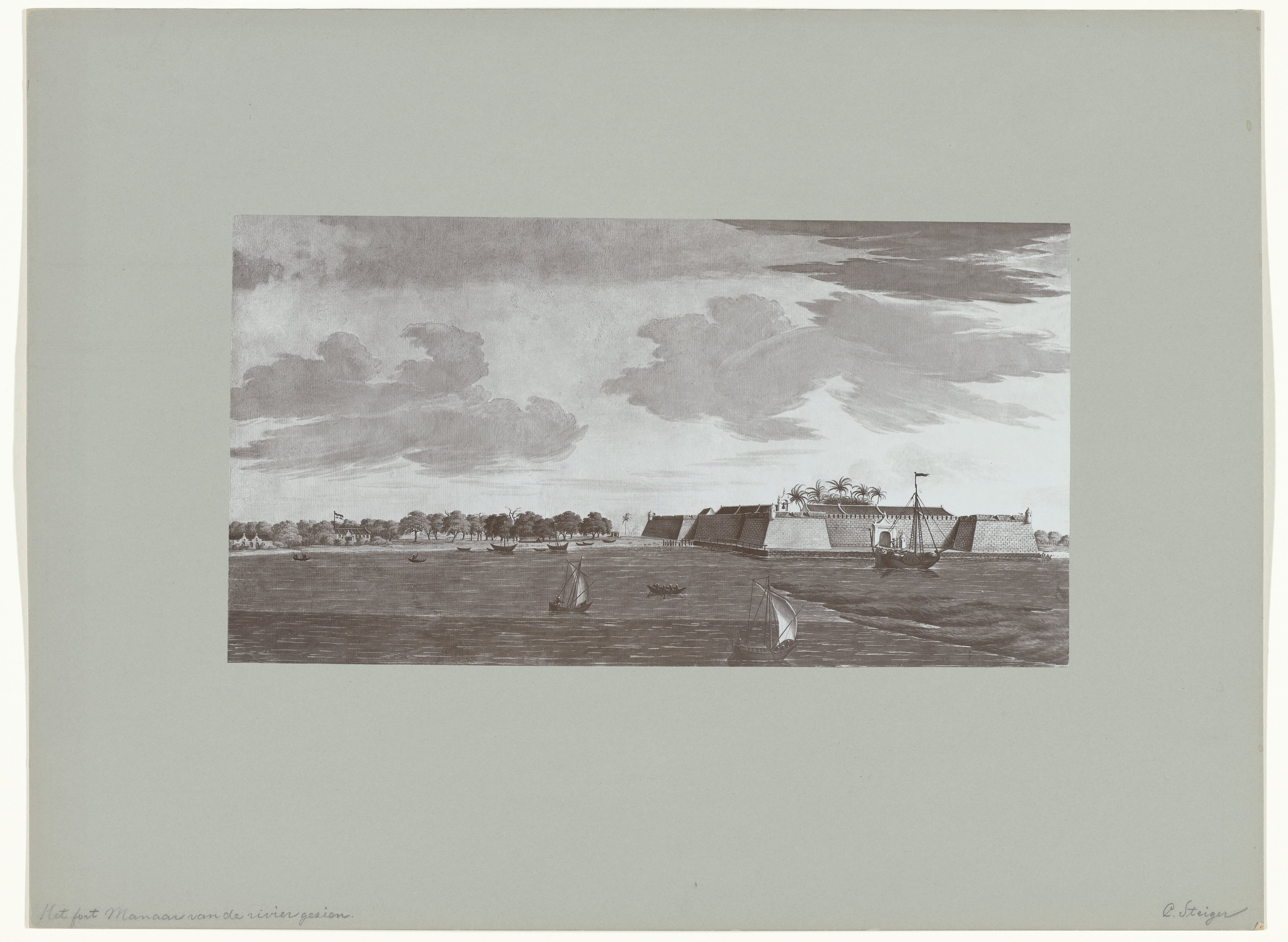 Het Fort Manaar van de rivier gezien door C. Steiger