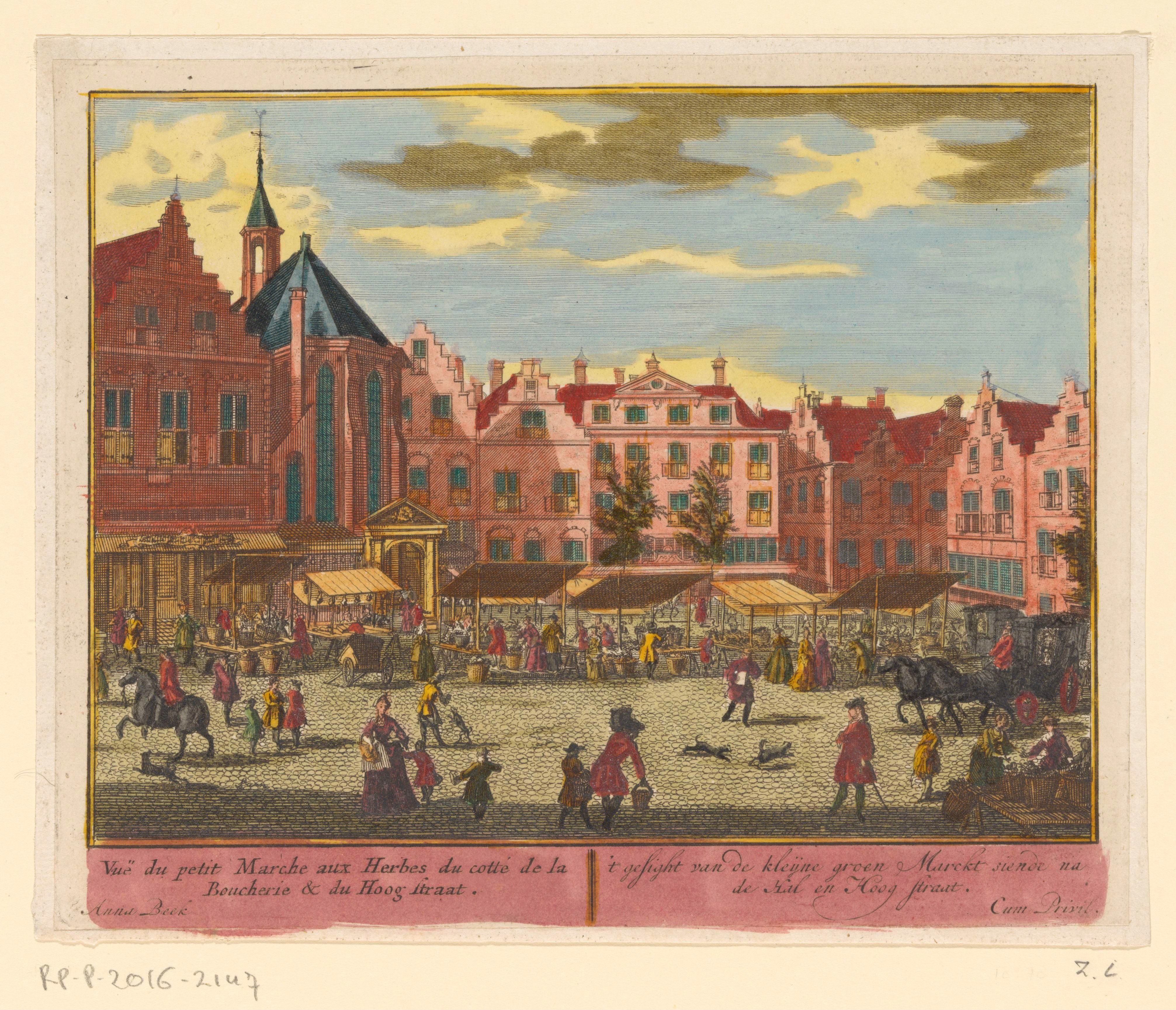 Gezicht op de Dagelijkse Groenmarkt te Den Haag