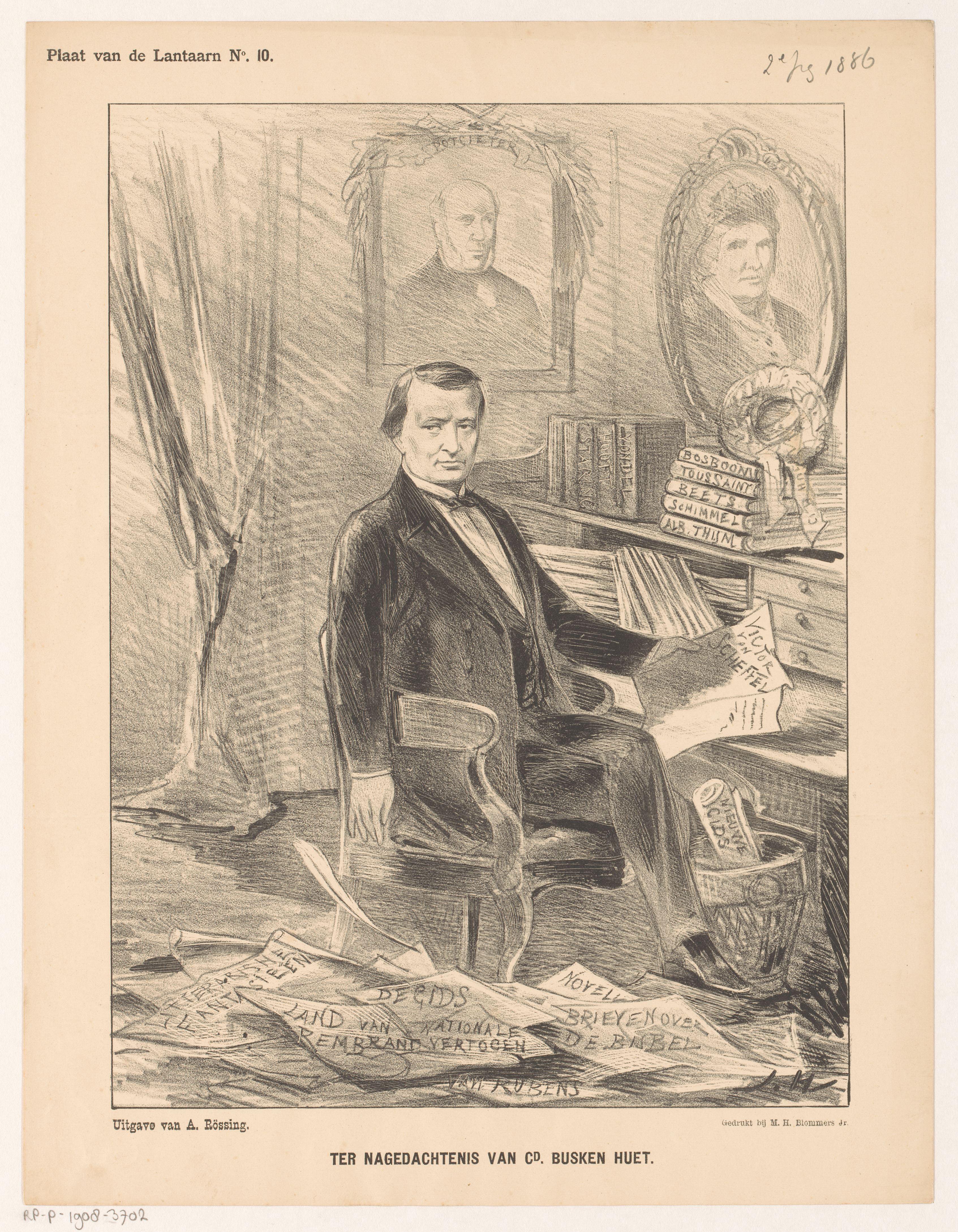Portret van Conrad Busken Huet in zijn werkkamer