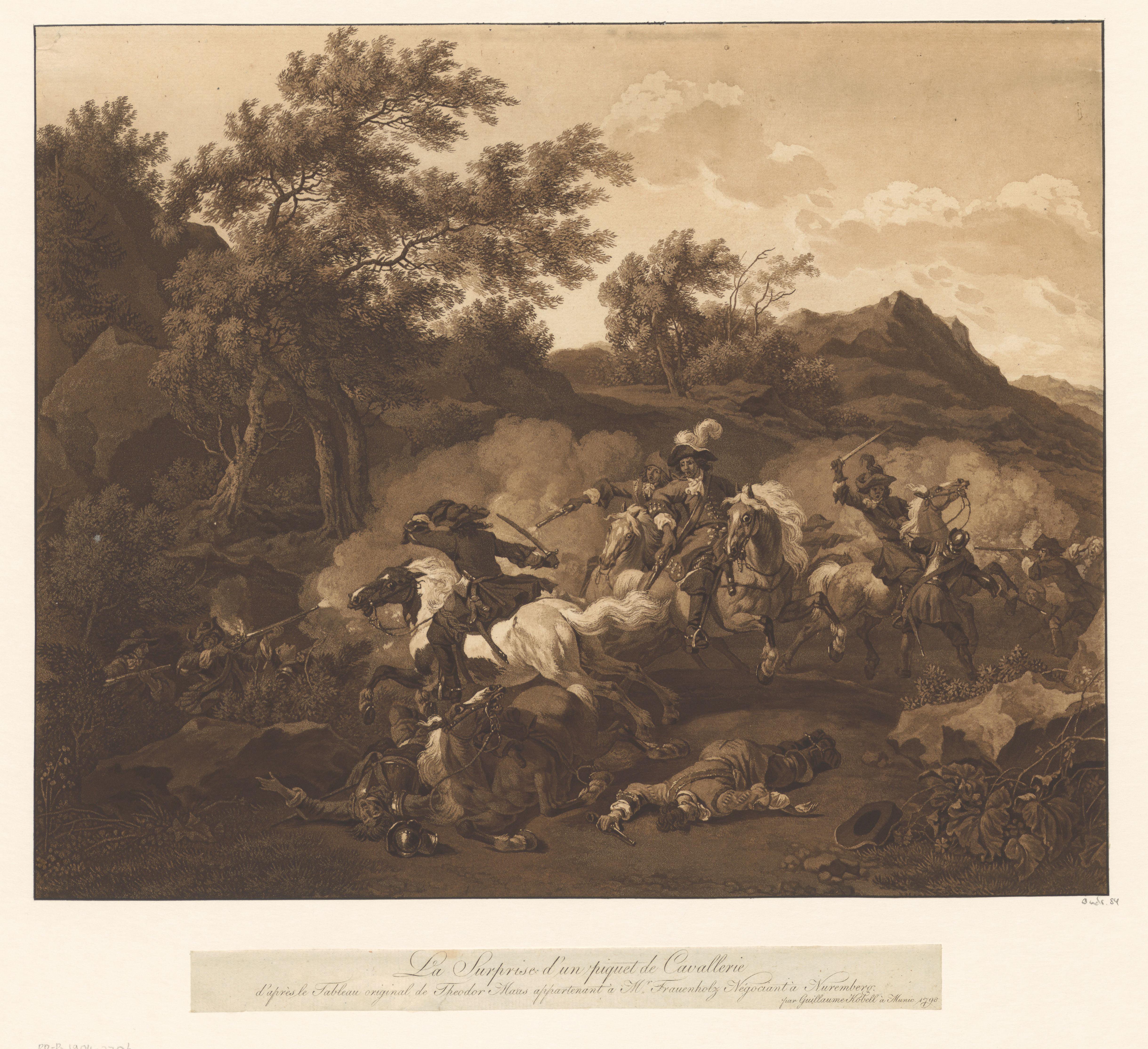Landschap met hinderlaag van overvallers op de cavalerie