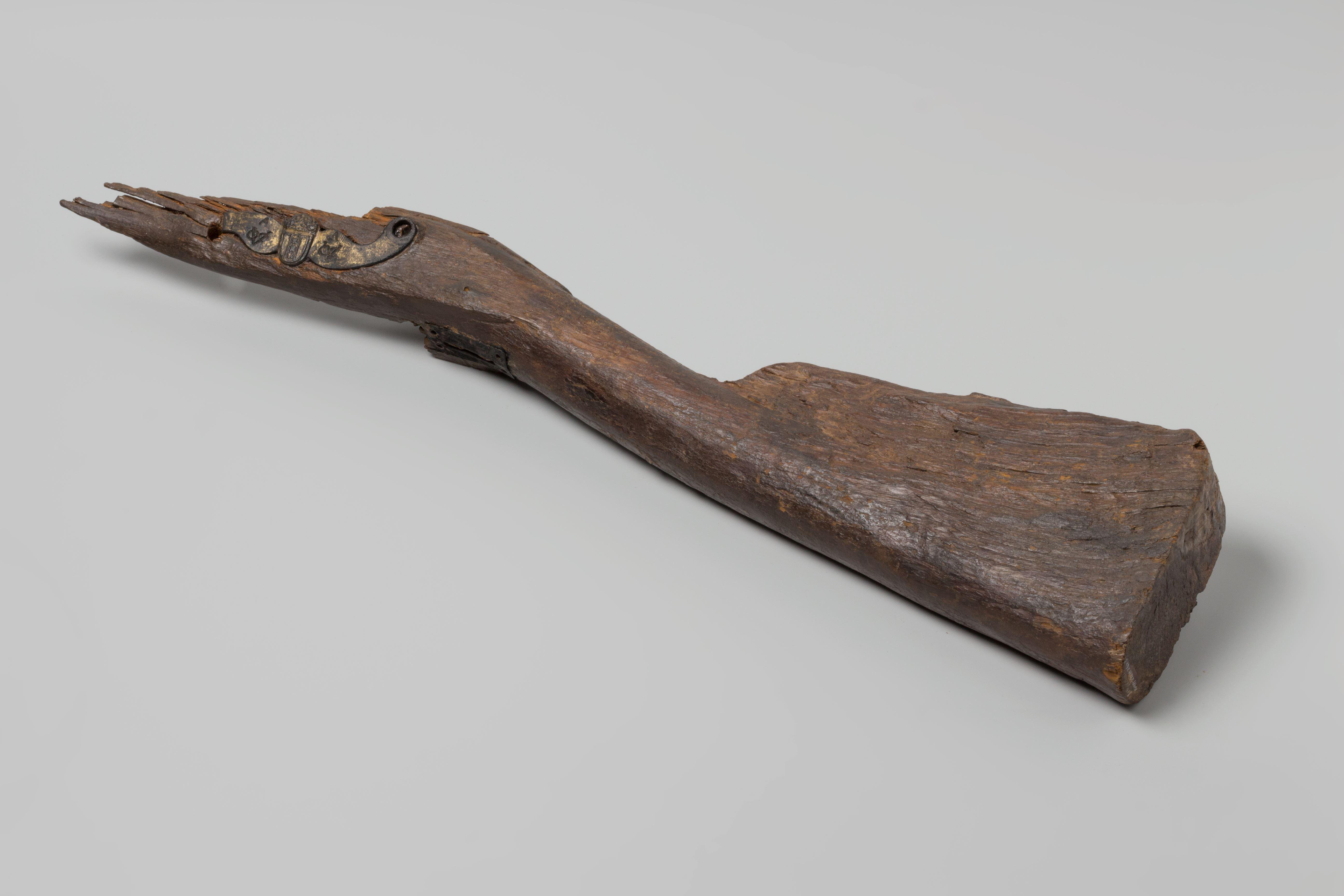 Musket butt with side plate from the wreck of the Dutch East Indiaman Hollandia