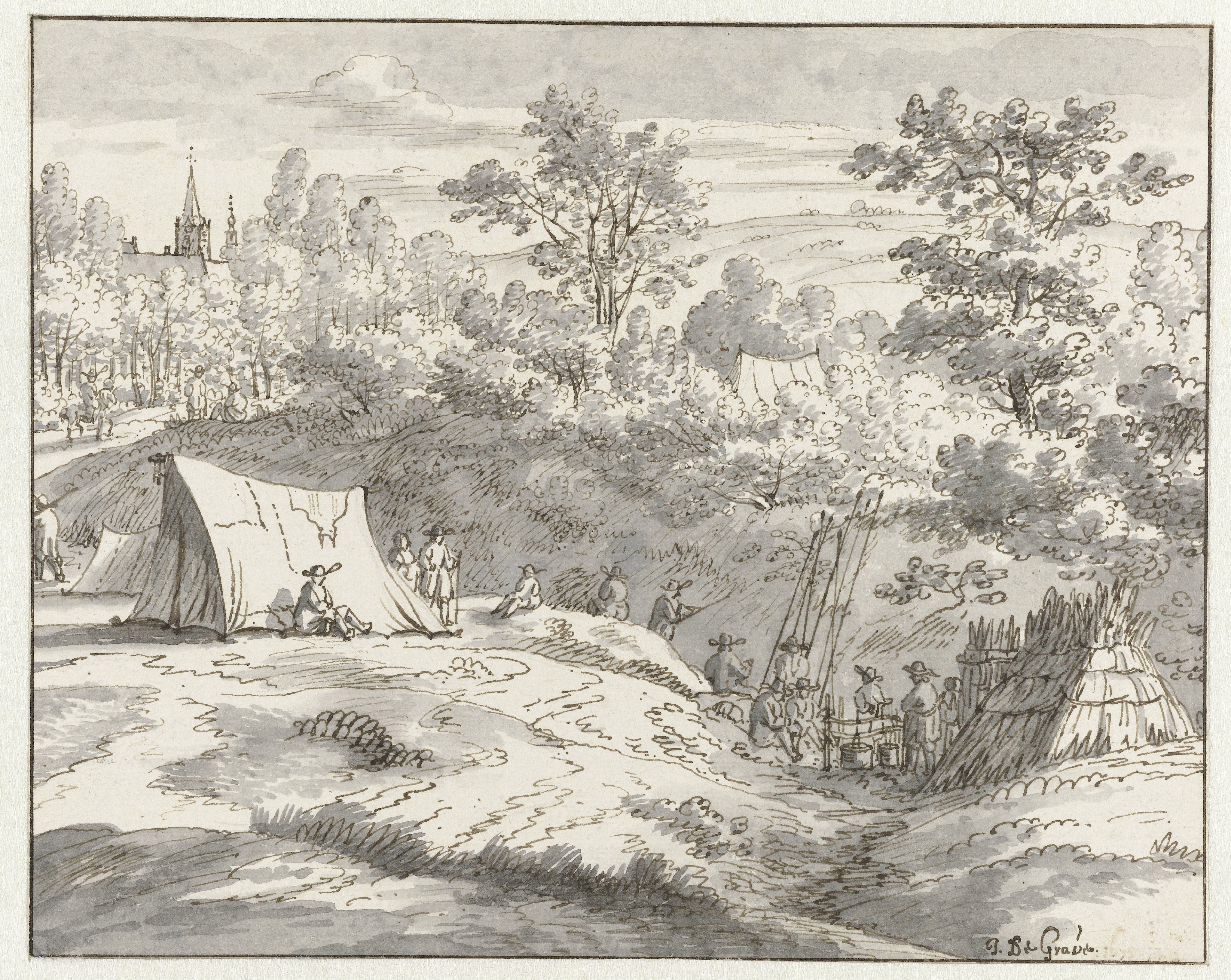 View of an Encampment of the Army of Willem III near Limal, Walloon Brabant