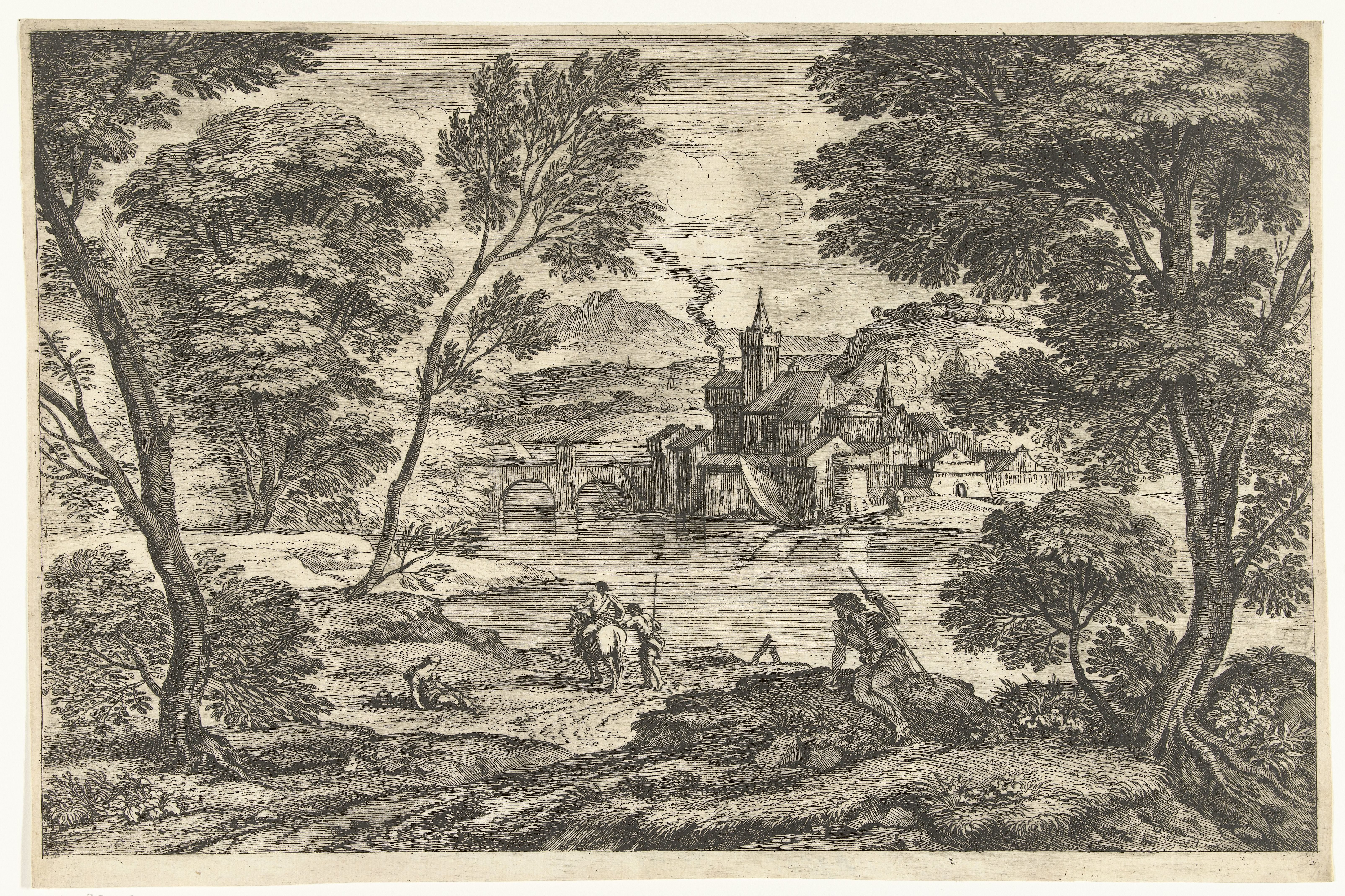 Landschap met man te paard