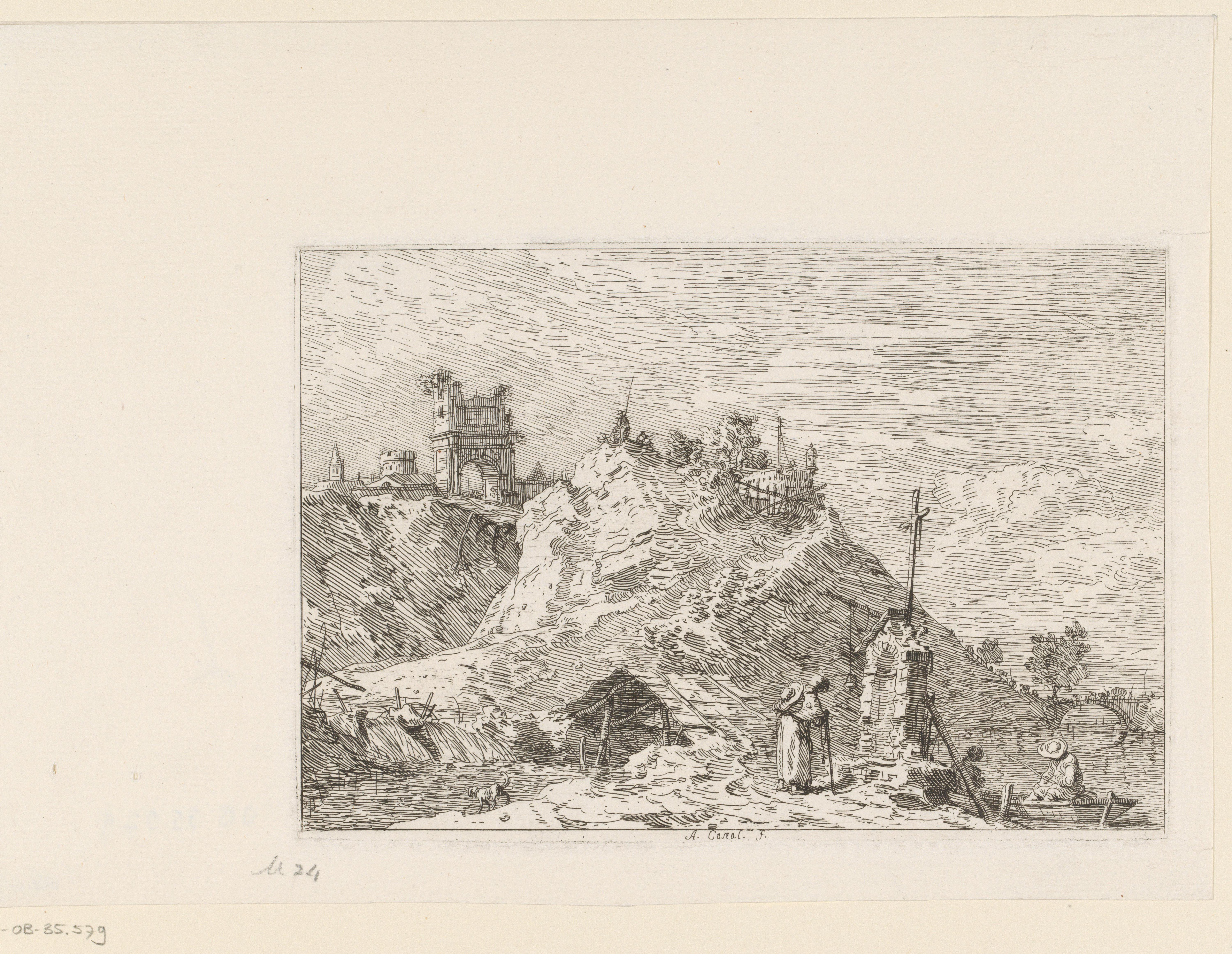 Landschap met biddende pelgrim