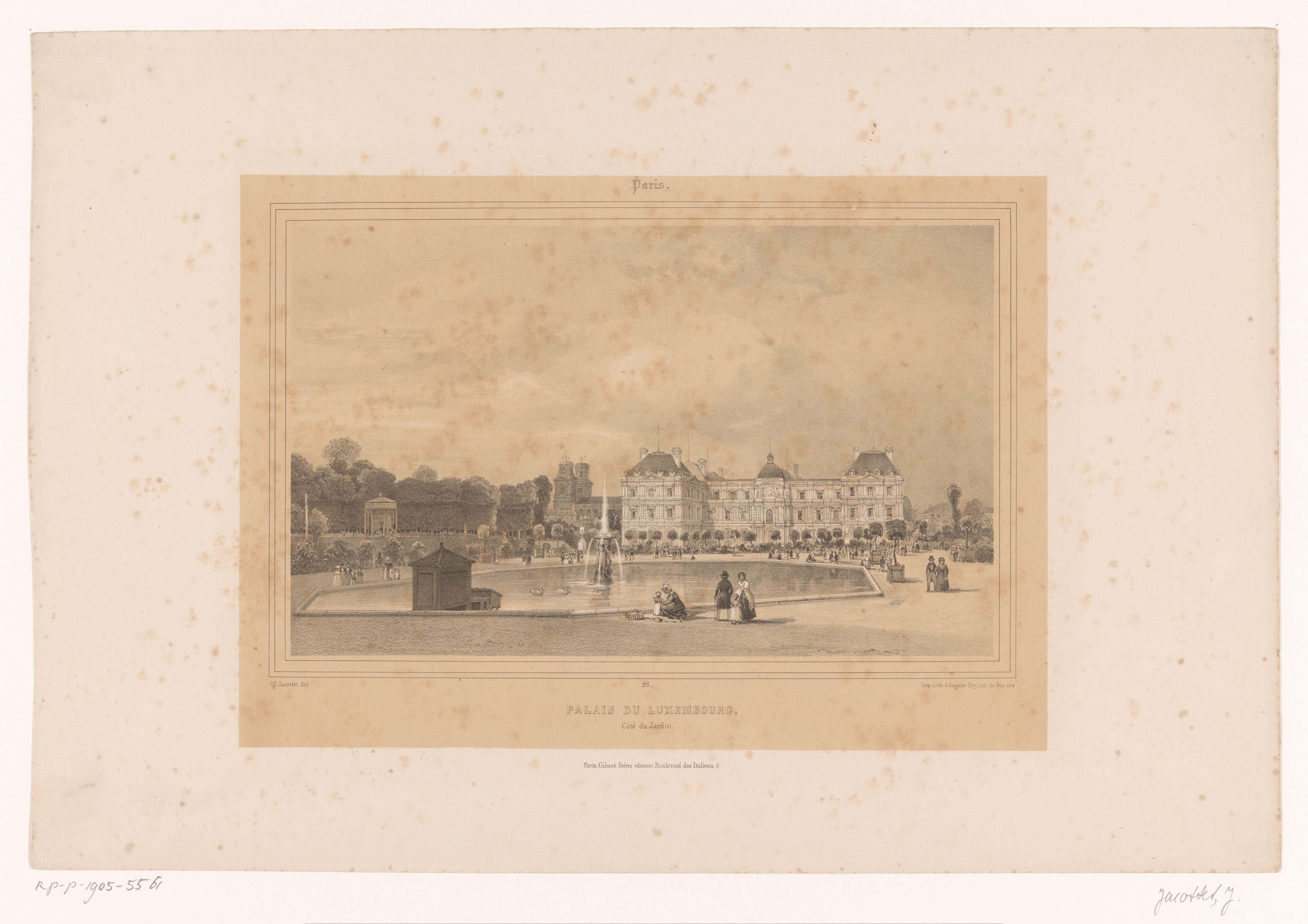 Zicht op het Palais du Luxembourg vanuit de Jardin du Luxembourg