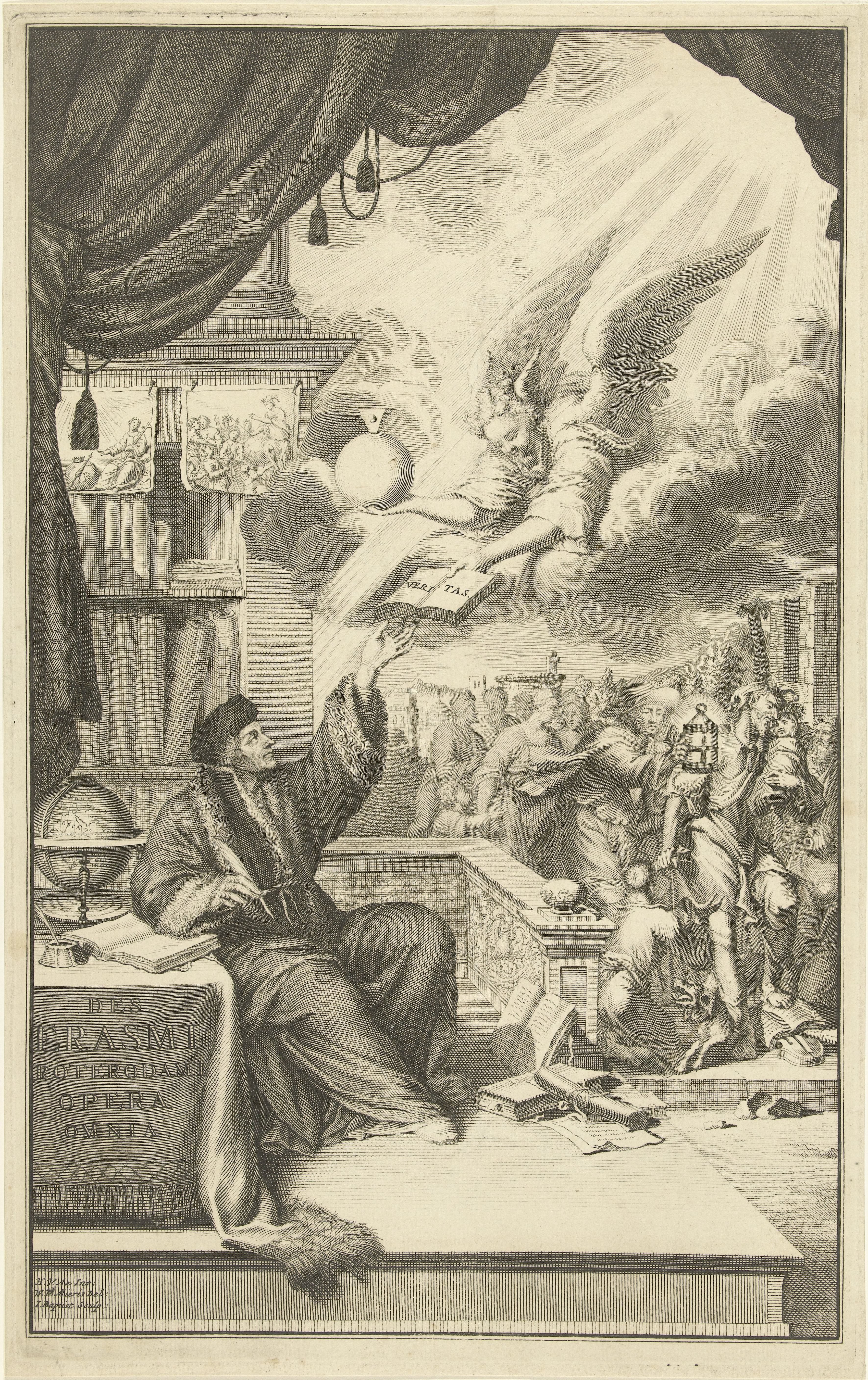 Desiderius Erasmus ontvangt het boek der waarheid