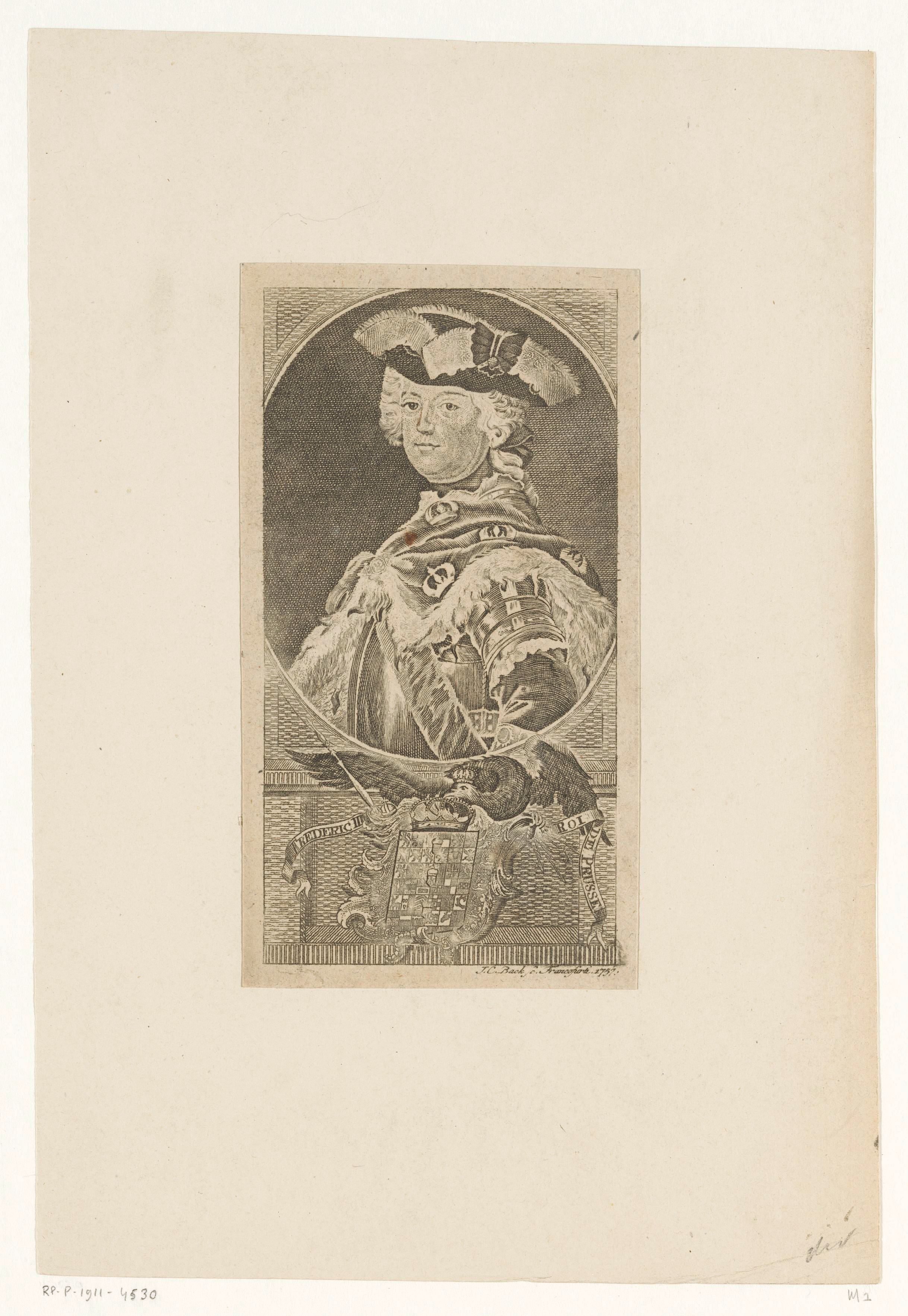 Portret van Frederik II de Grote, koning van Pruisen