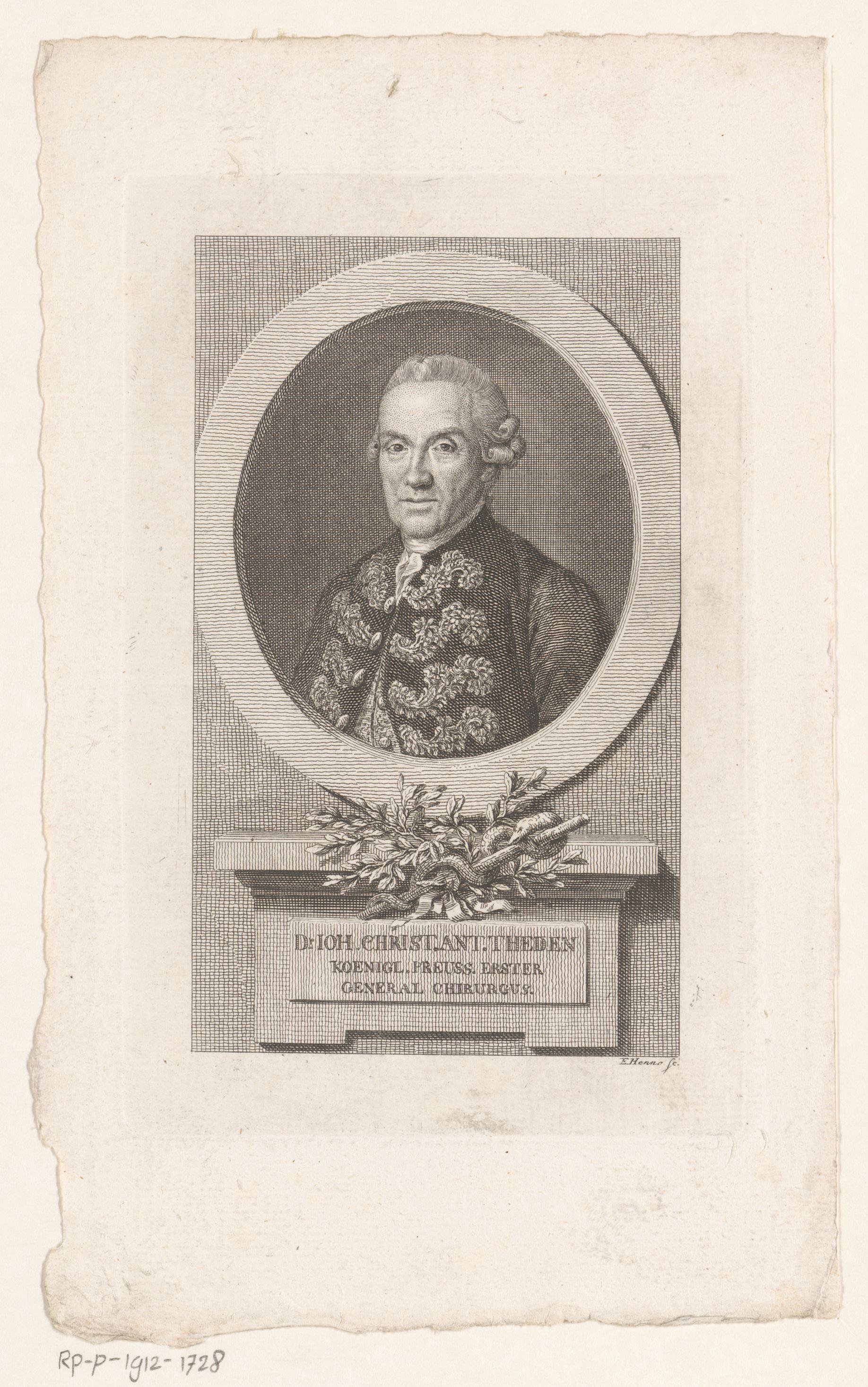 Portret van Johann Christian Anton Theden