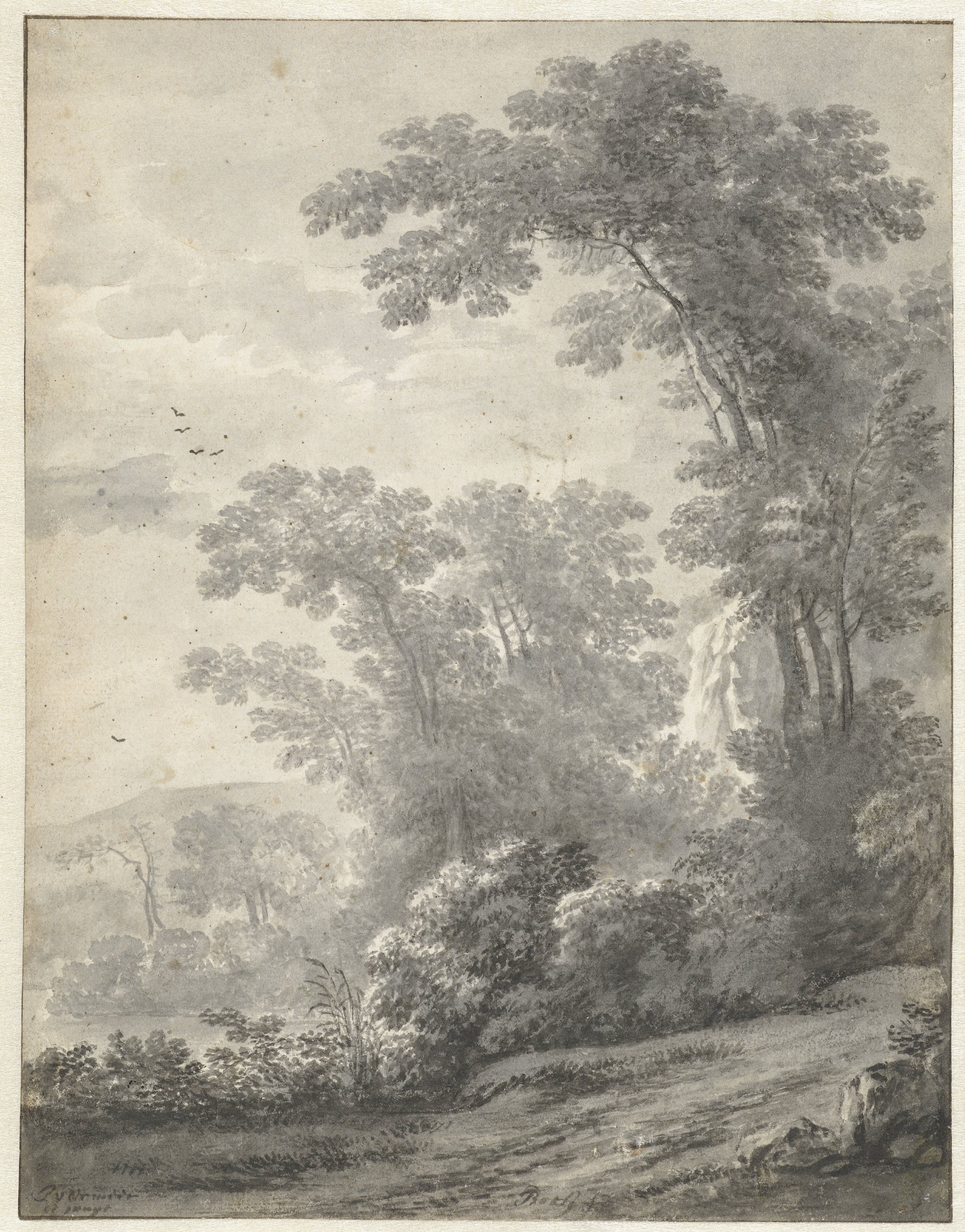 Mountain Landscape with Trees near a River