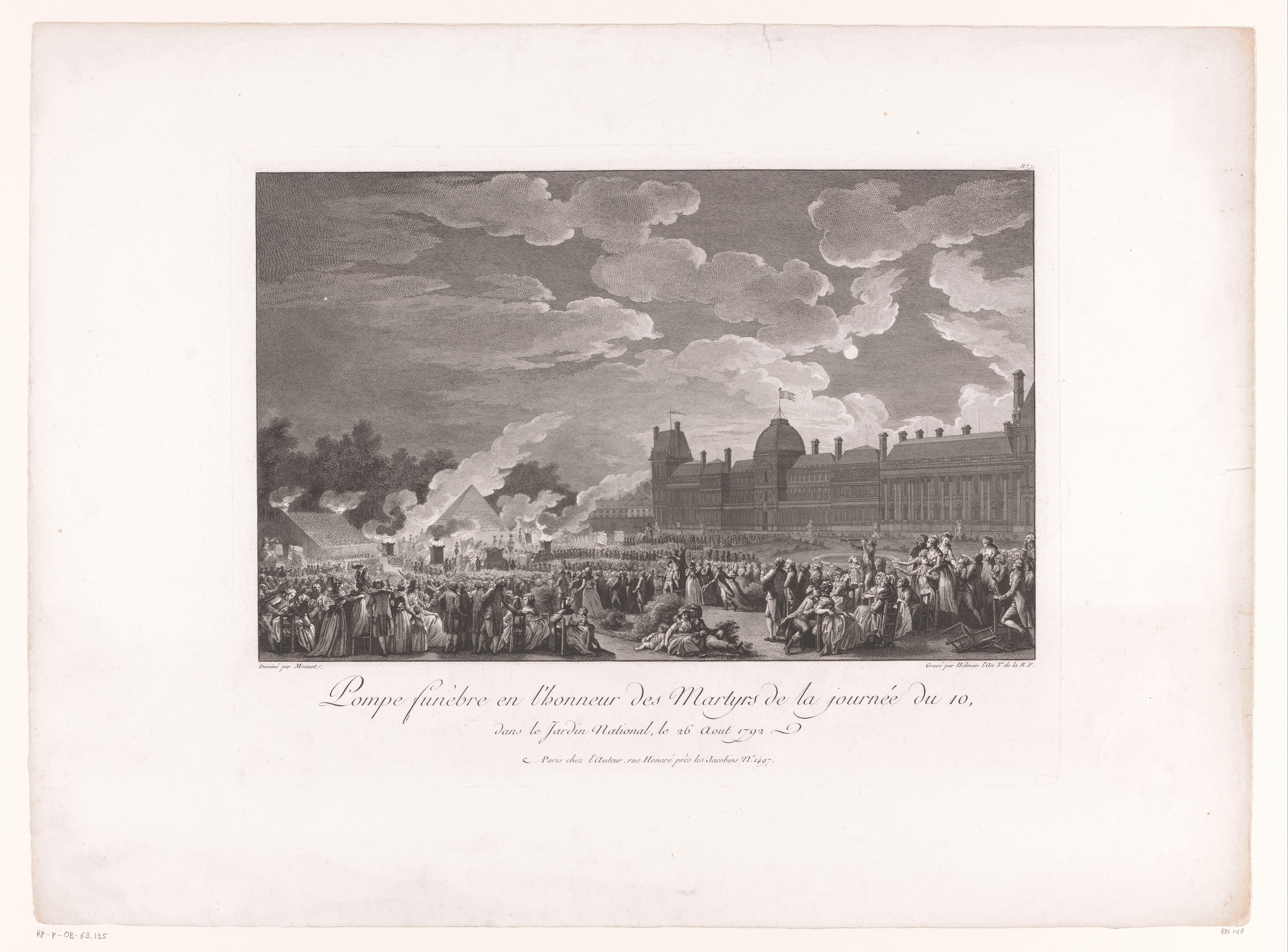 Uitvaartdienst in de Tuilerieën op 26 augustus 1792