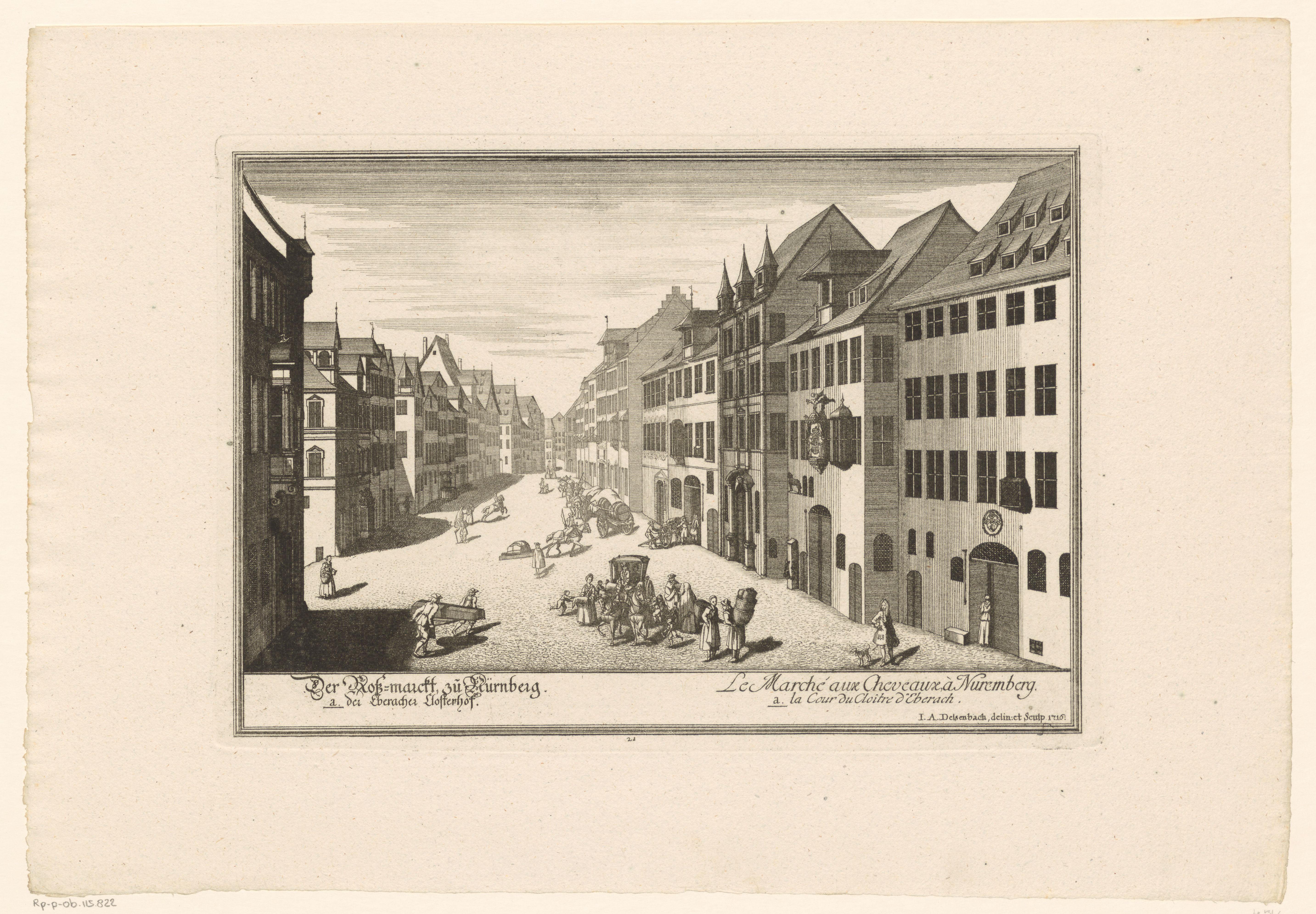 Gezicht op de Paardenmarkt in Neurenberg