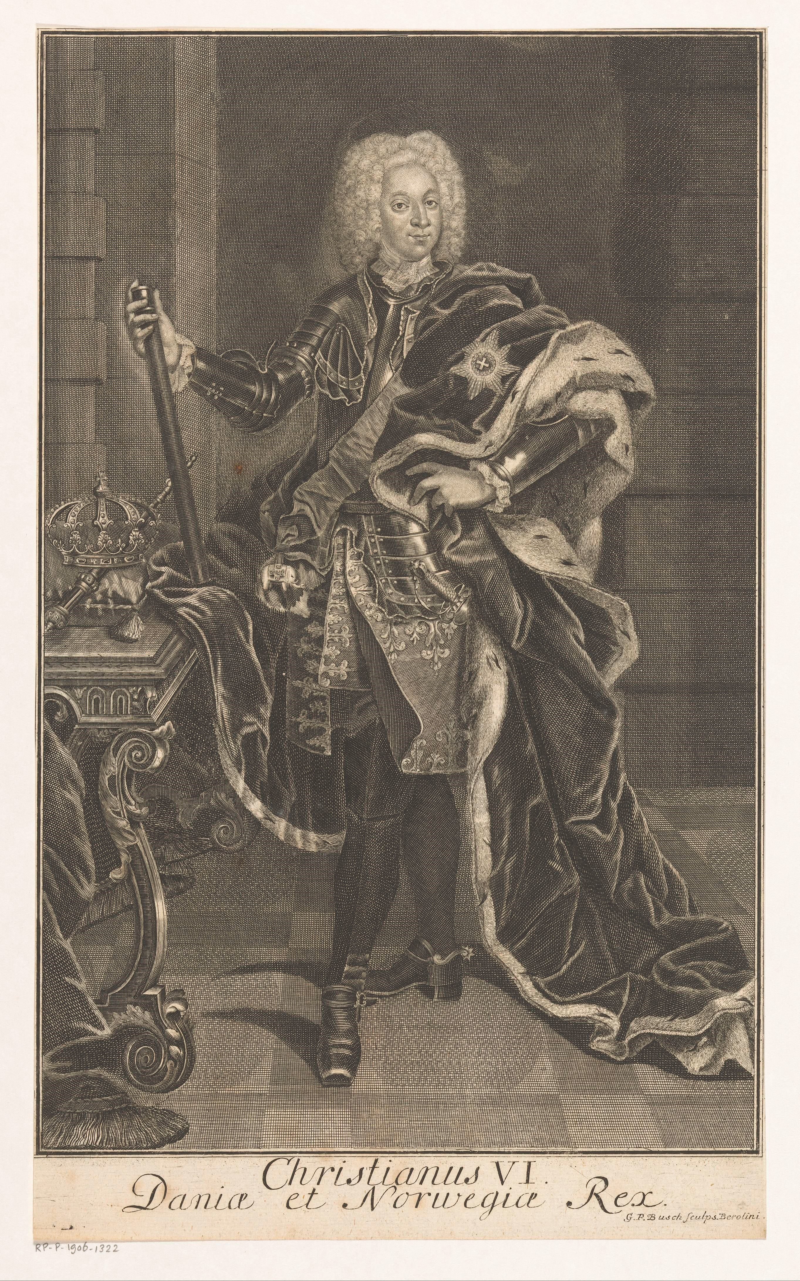 Portret van Christaan VI, koning van Denemarken en Noorwegen