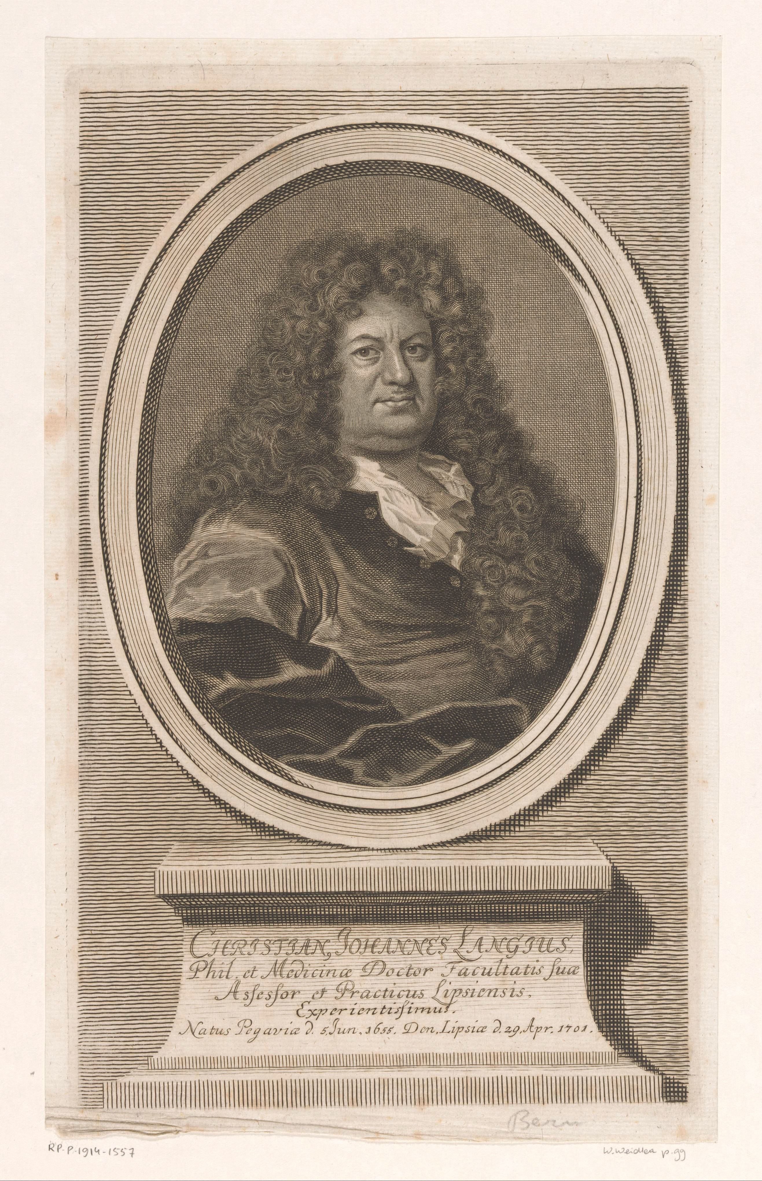 Portret van Christian Johann Lange