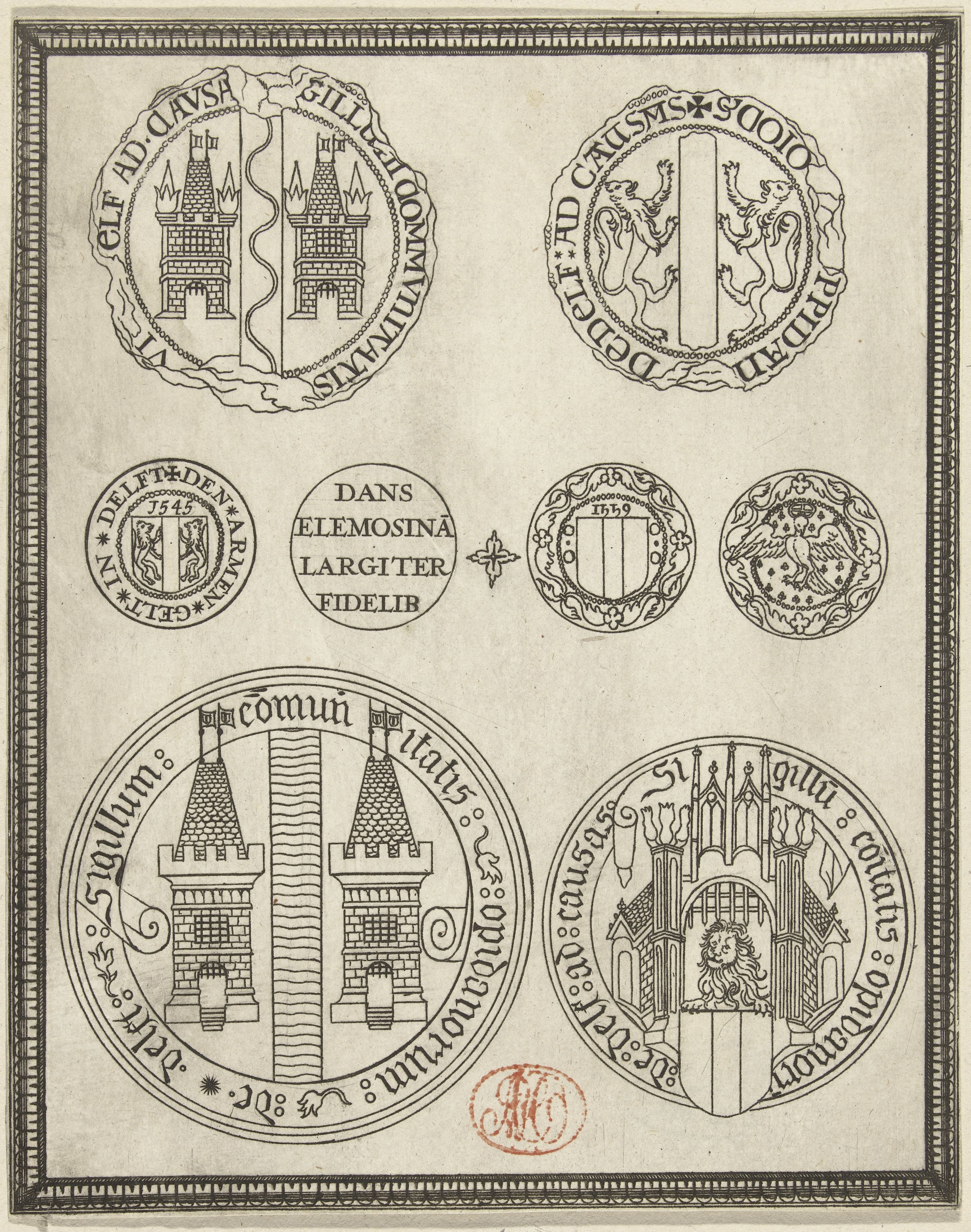 Zegels en munten van de stad Delft