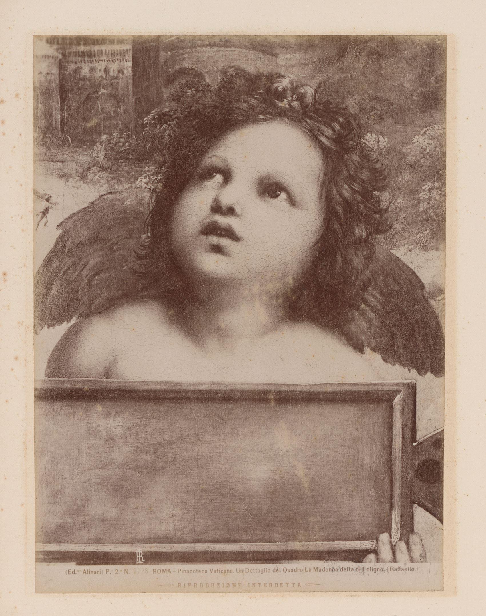 Fotoreproductie van een detail van de Madonna van Foligno door Rafaël, Vaticaan