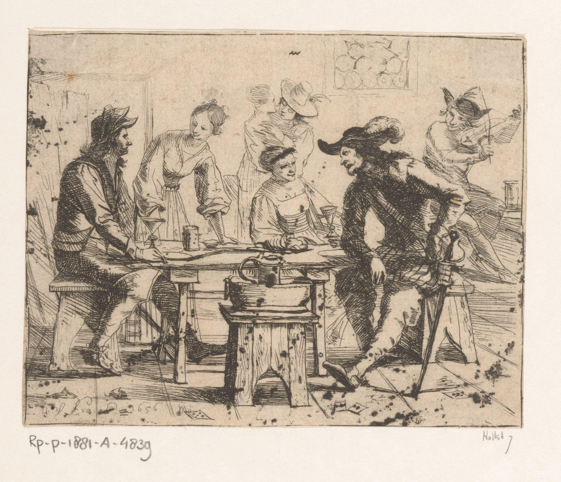 Soldaten en vrouwen in een herberg